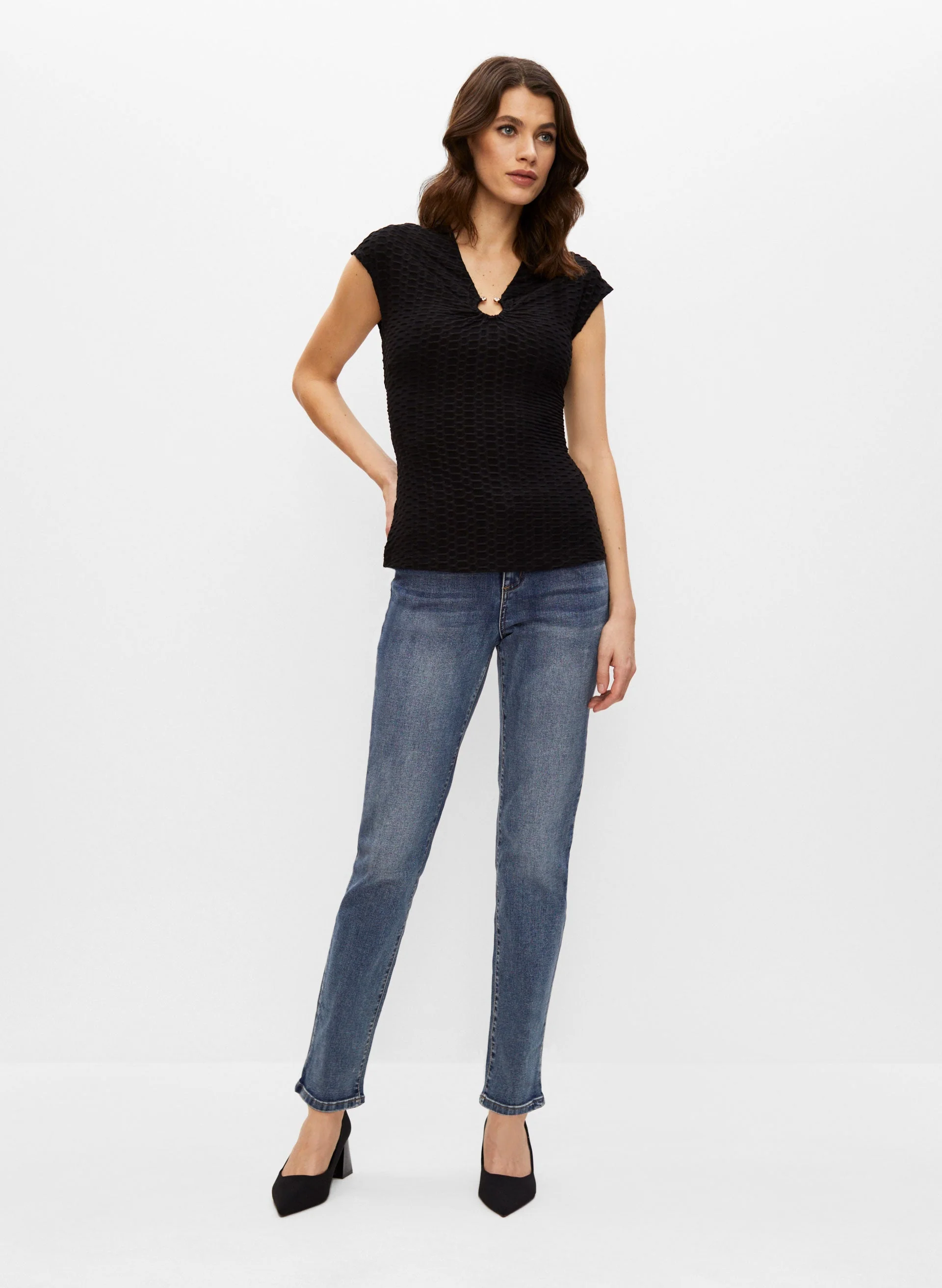 Ring Detail Jacquard Knit Top - Image 4
