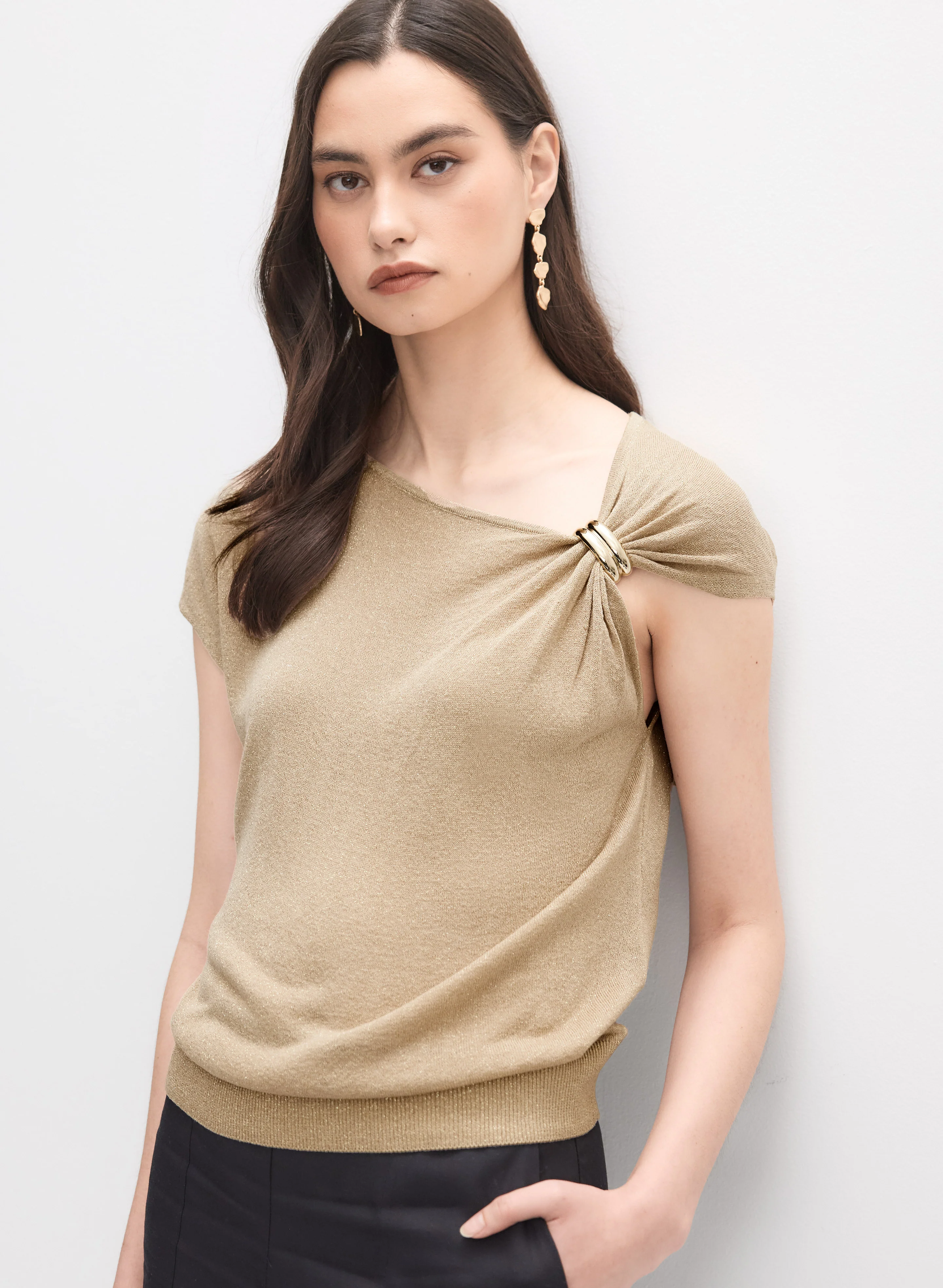 Ring Embellished Knit Top