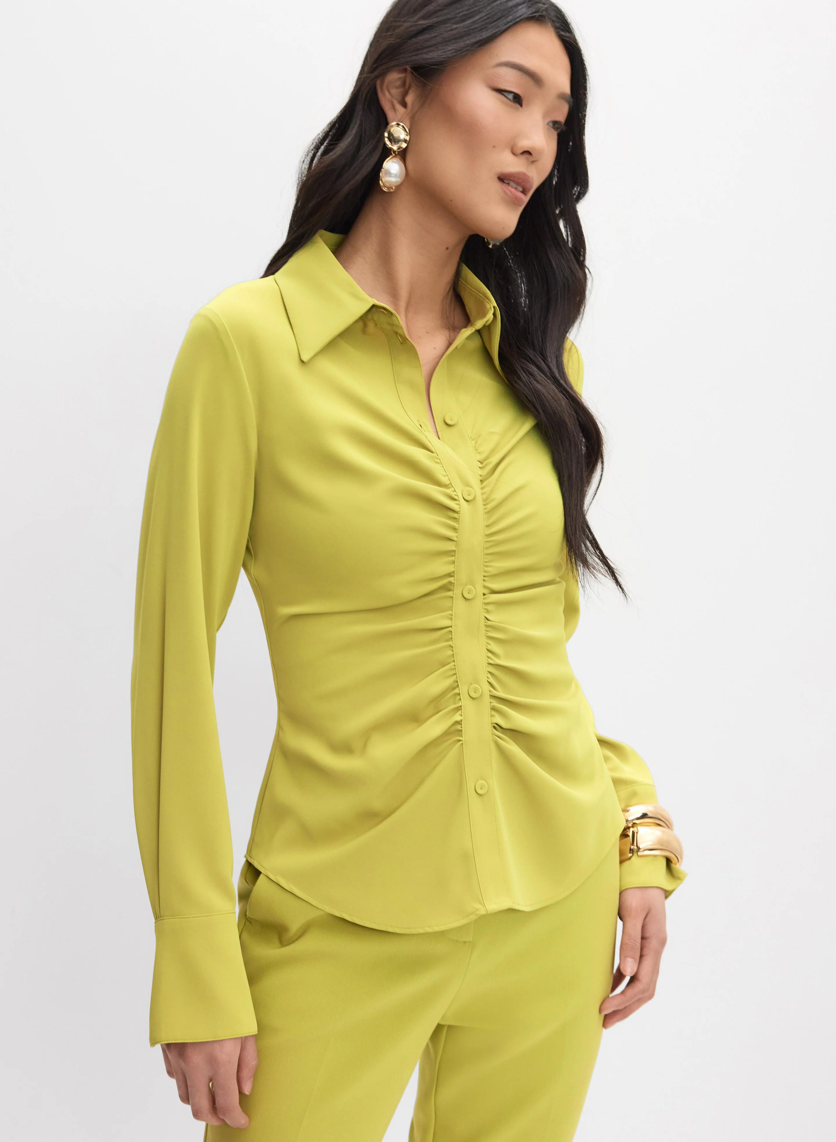 Ruched Button-Down Blouse - Image 5