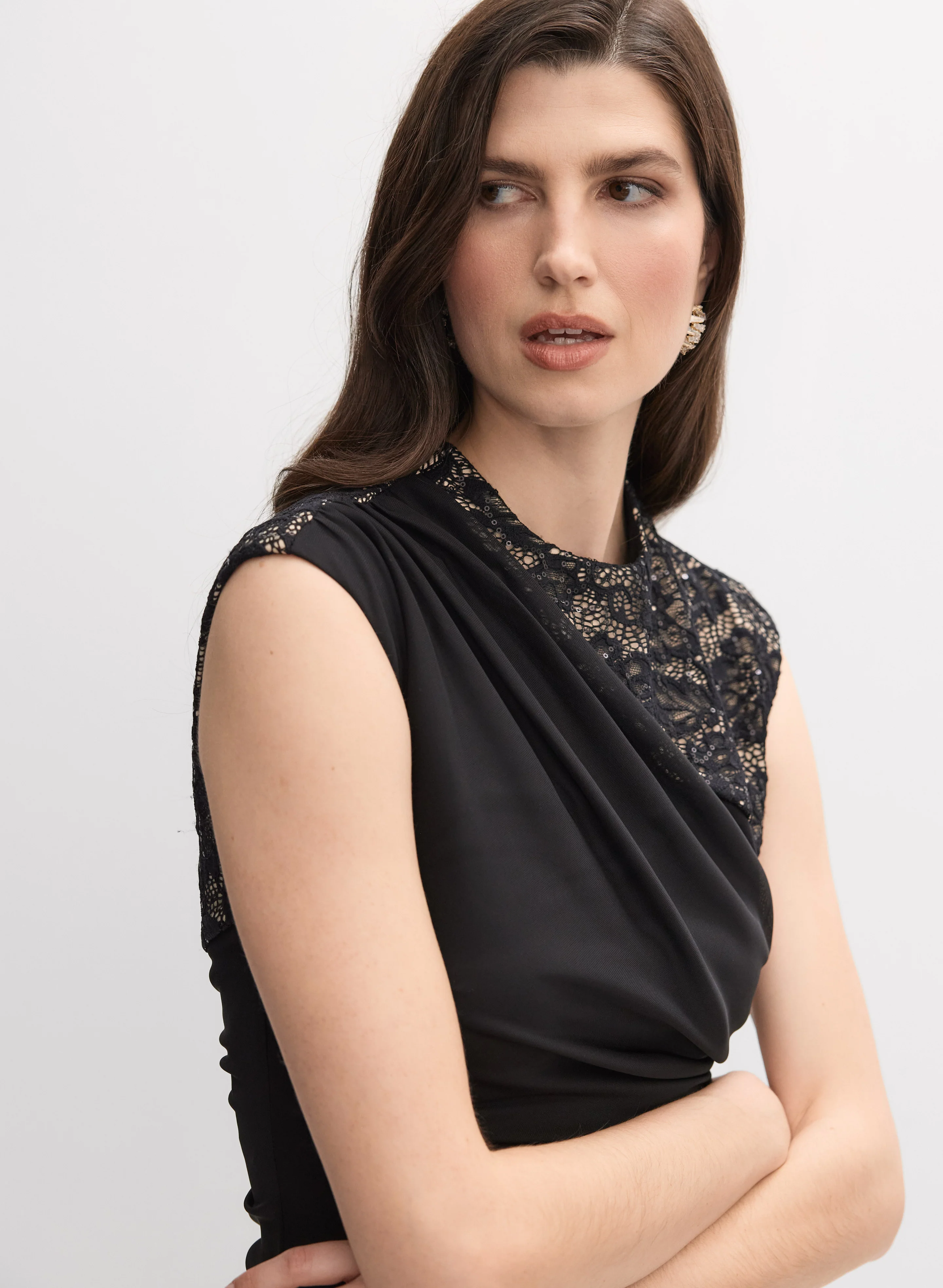 Ruched Lace Detail Dress - Image 3