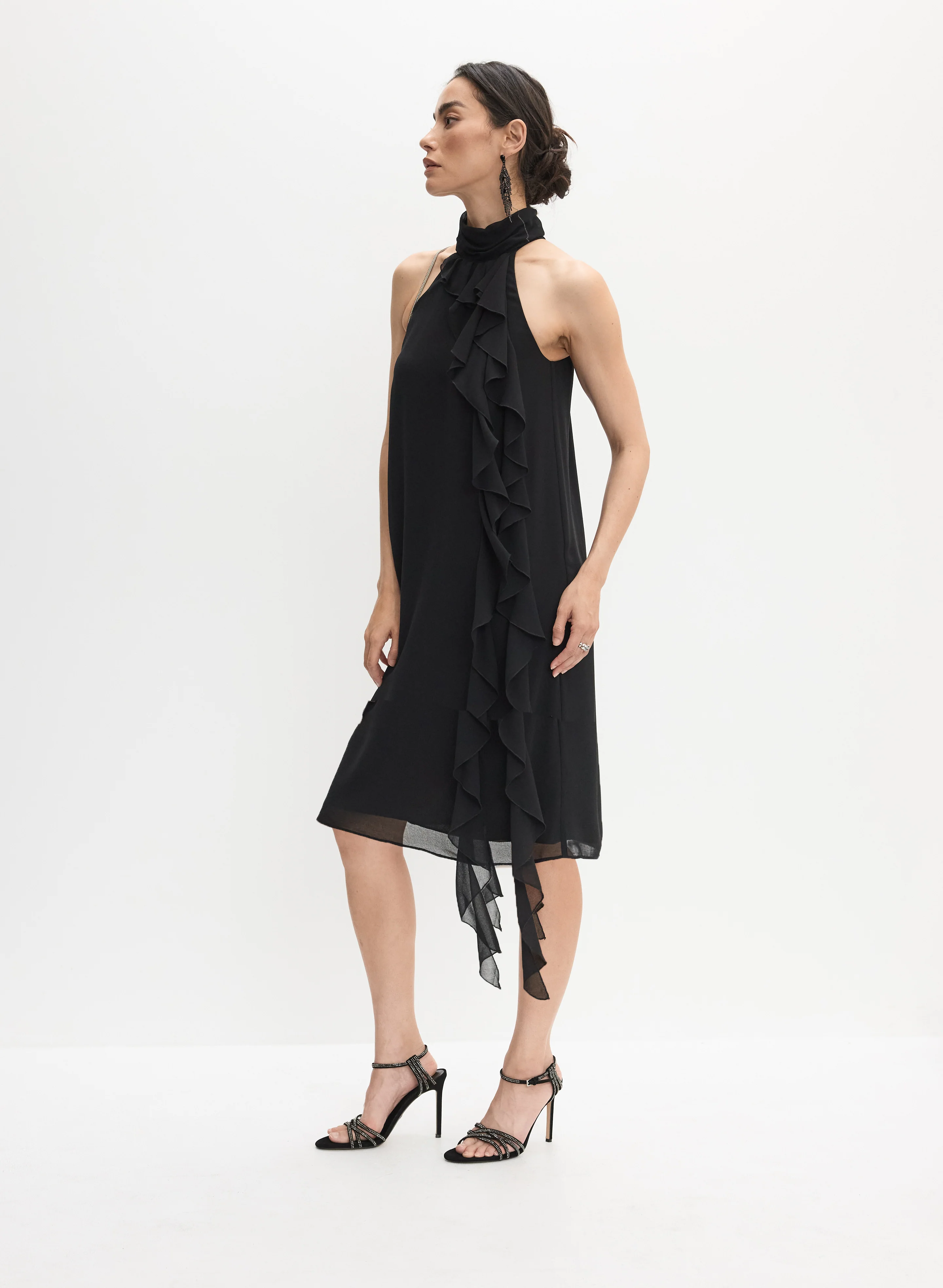 Ruffle Detail High Neck Dress - Image 4