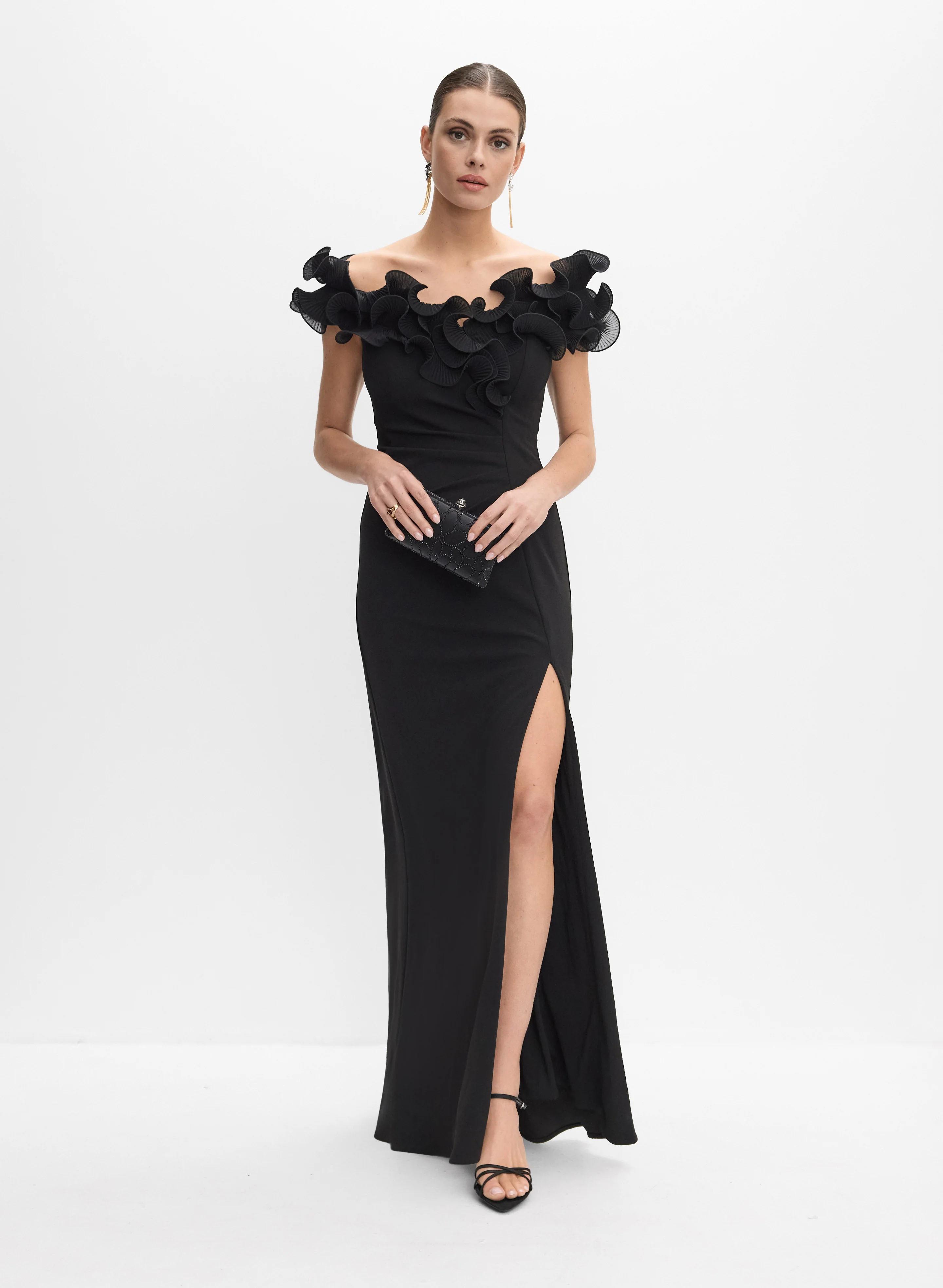 BA Nites - Ruffle Off-The-Shoulder Dress