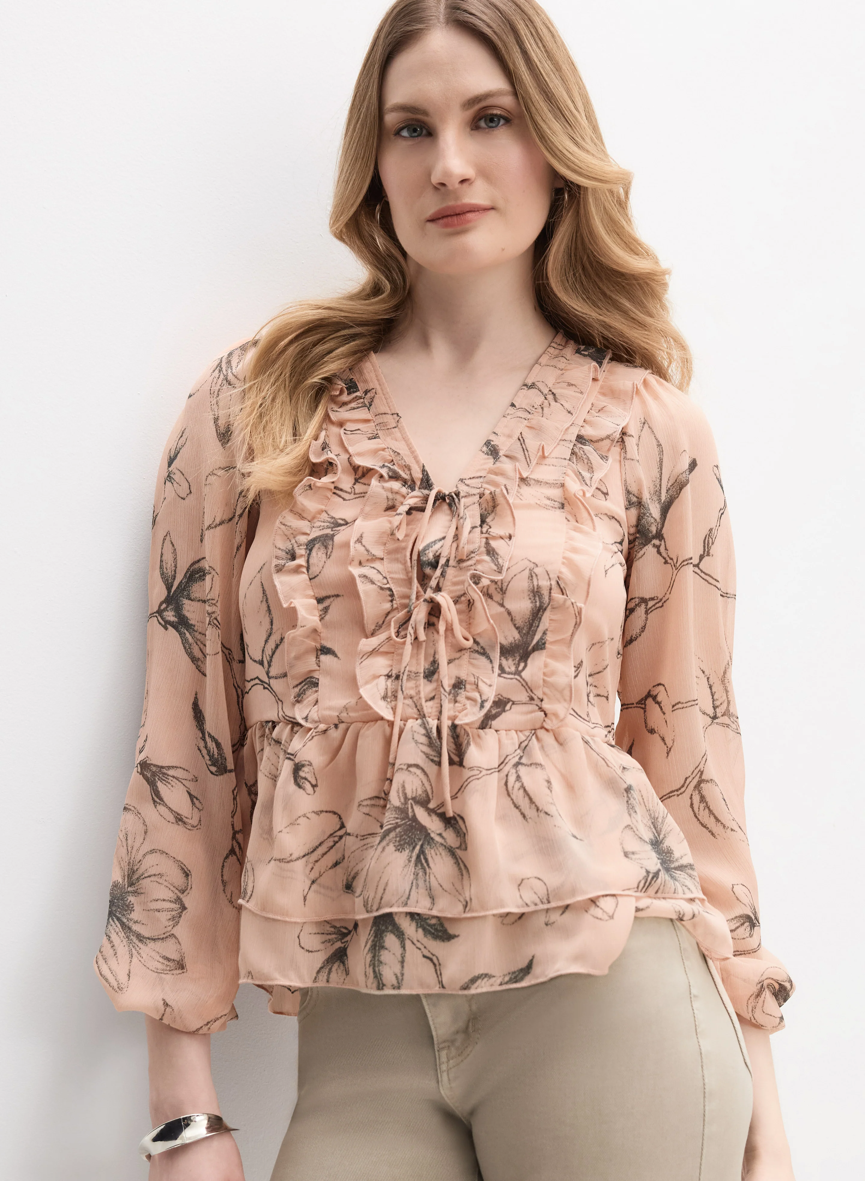 Ruffle Print Blouse