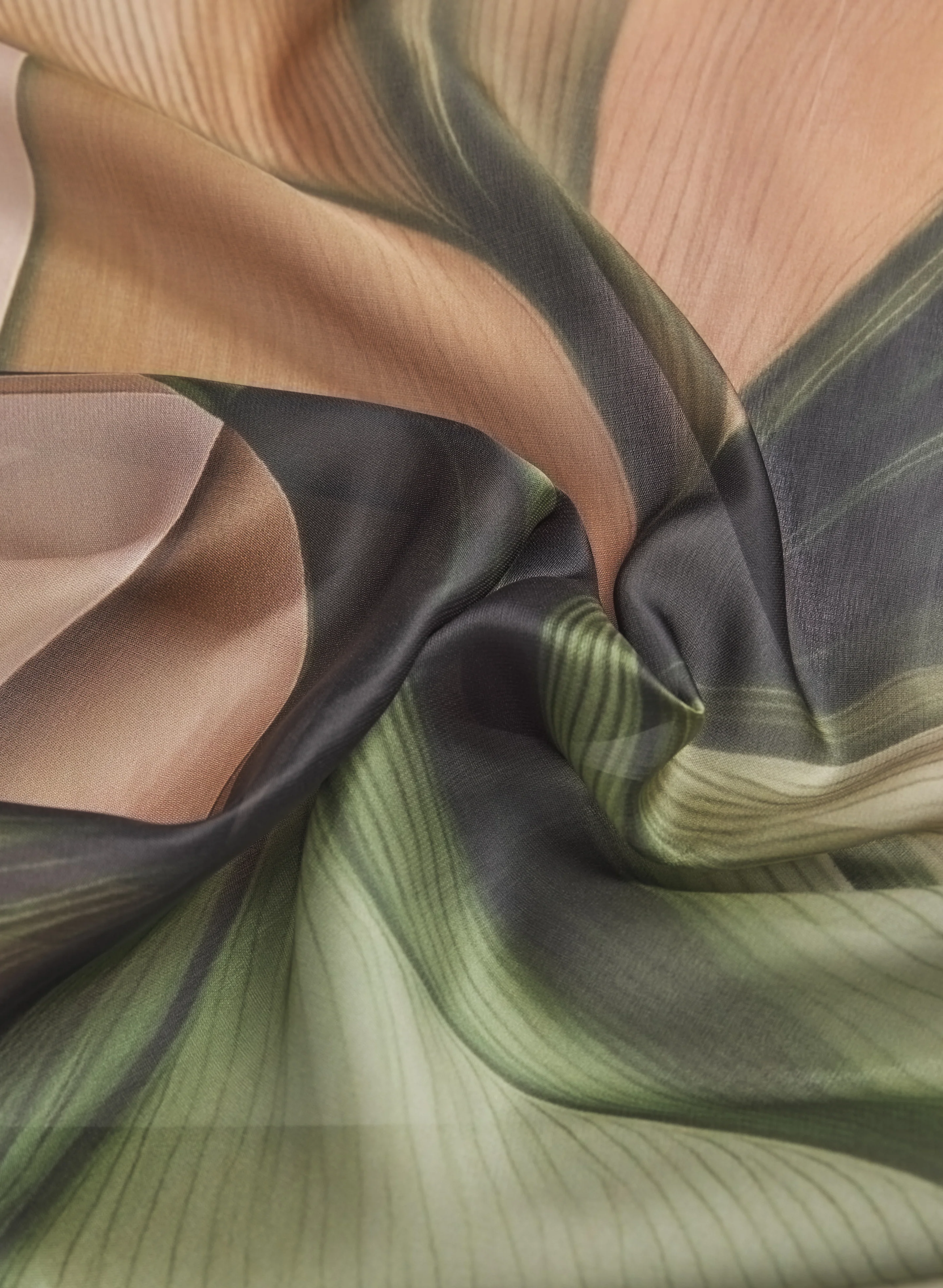 Satin Abstract Floral Scarf - Image 2