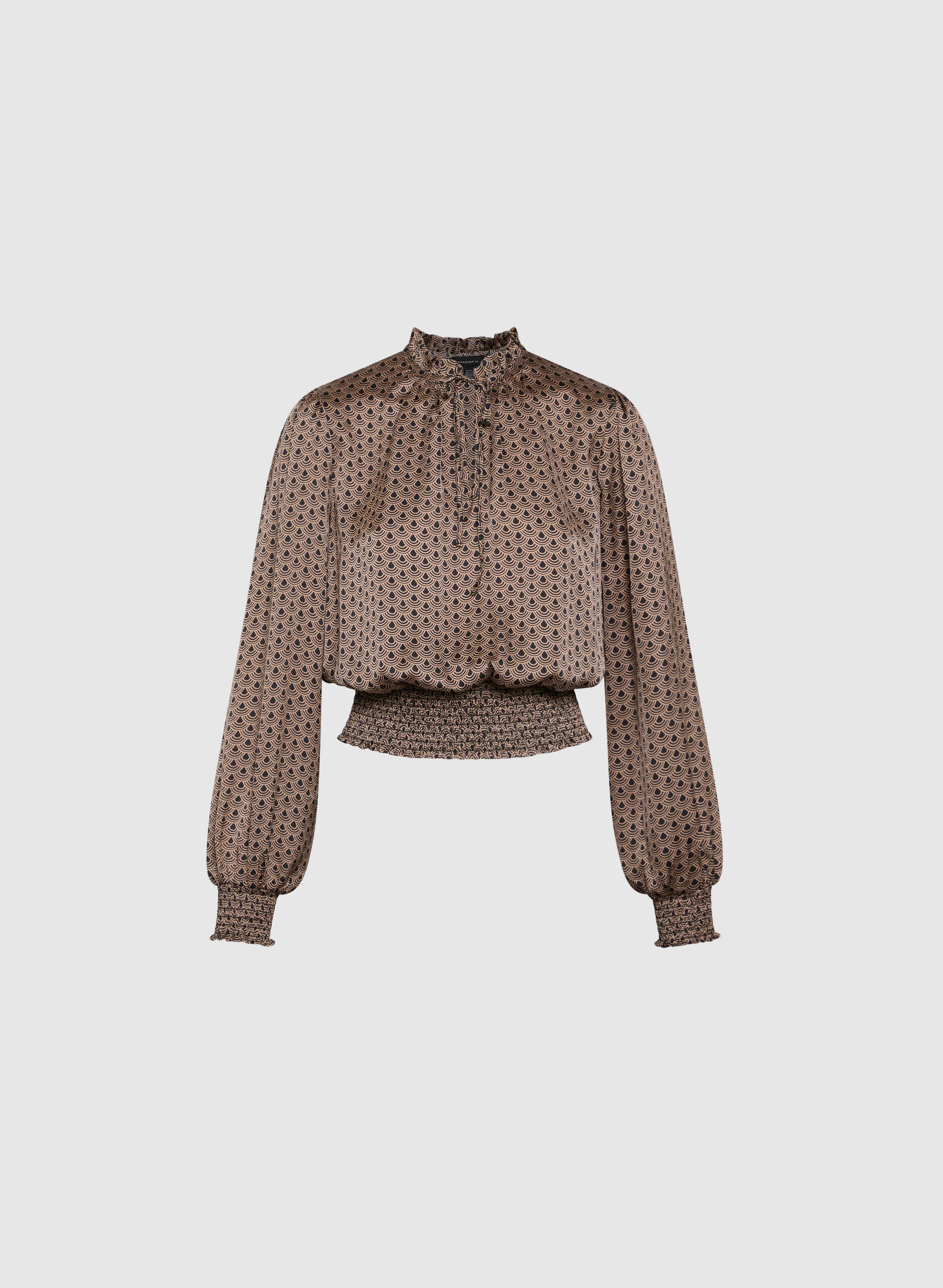 Satin Art Deco Fan Motif Blouse - Image 6