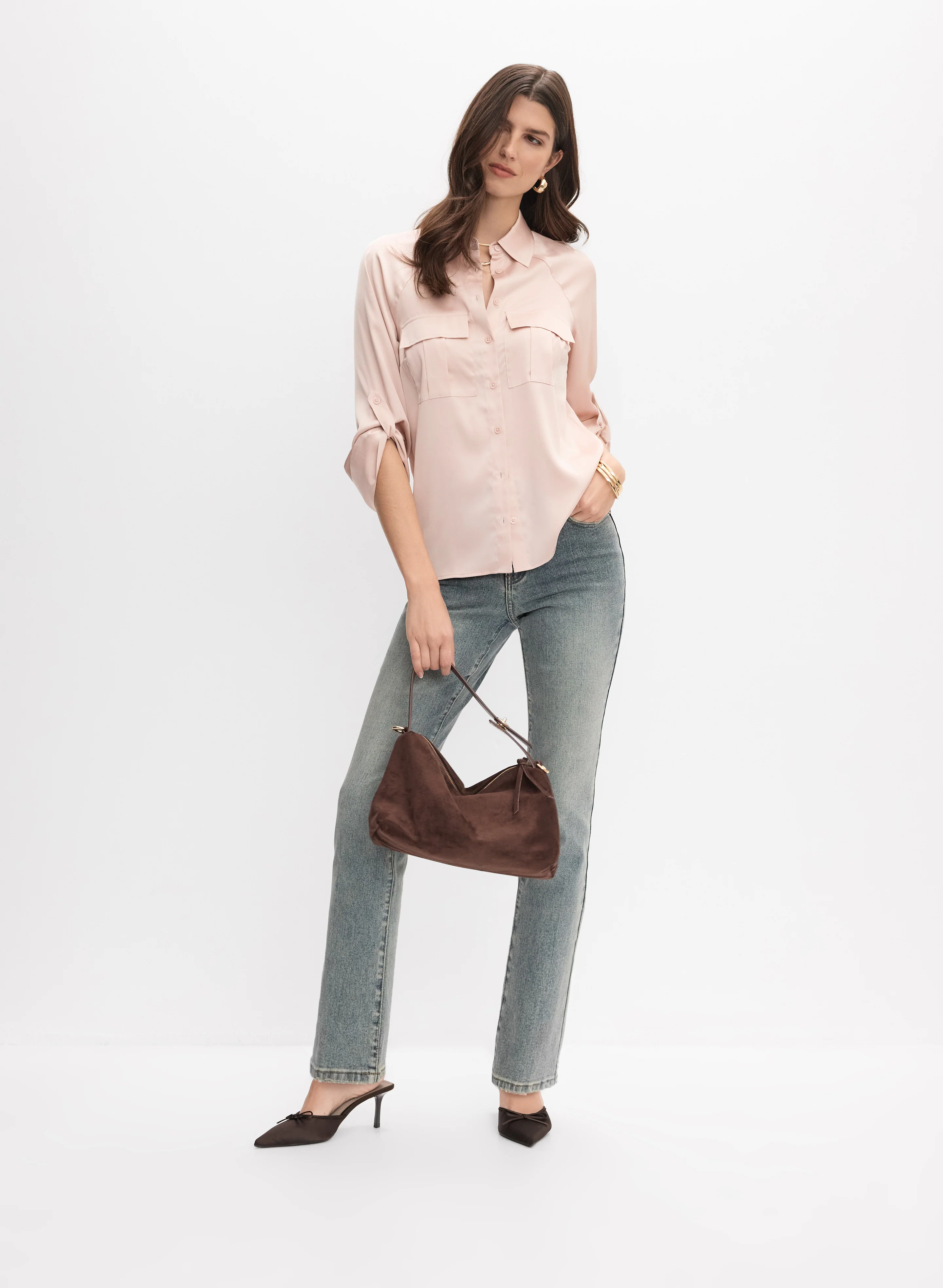 Satin Button-Down Blouse - Image 3