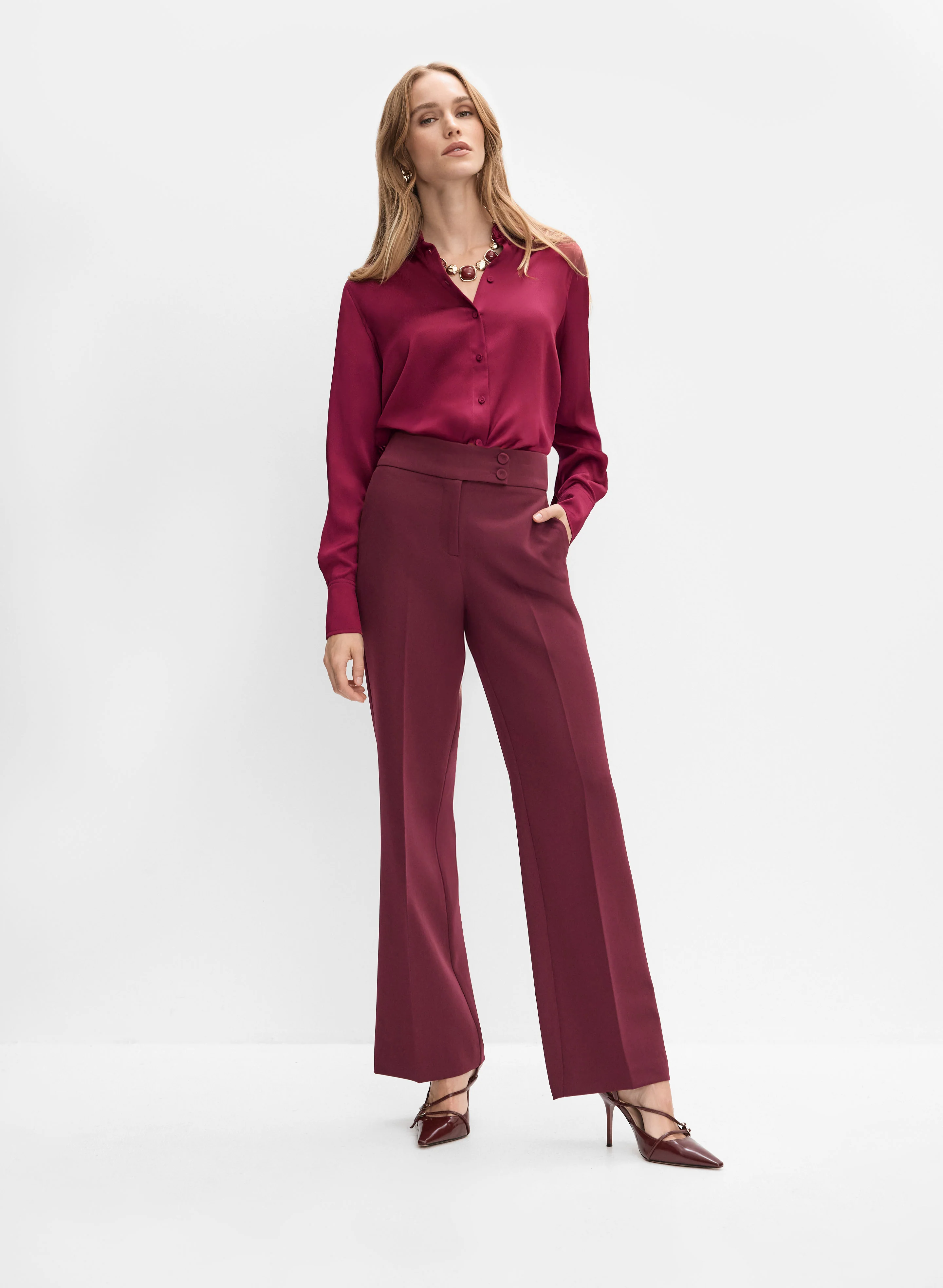 Satin Button-Down Blouse - Image 3
