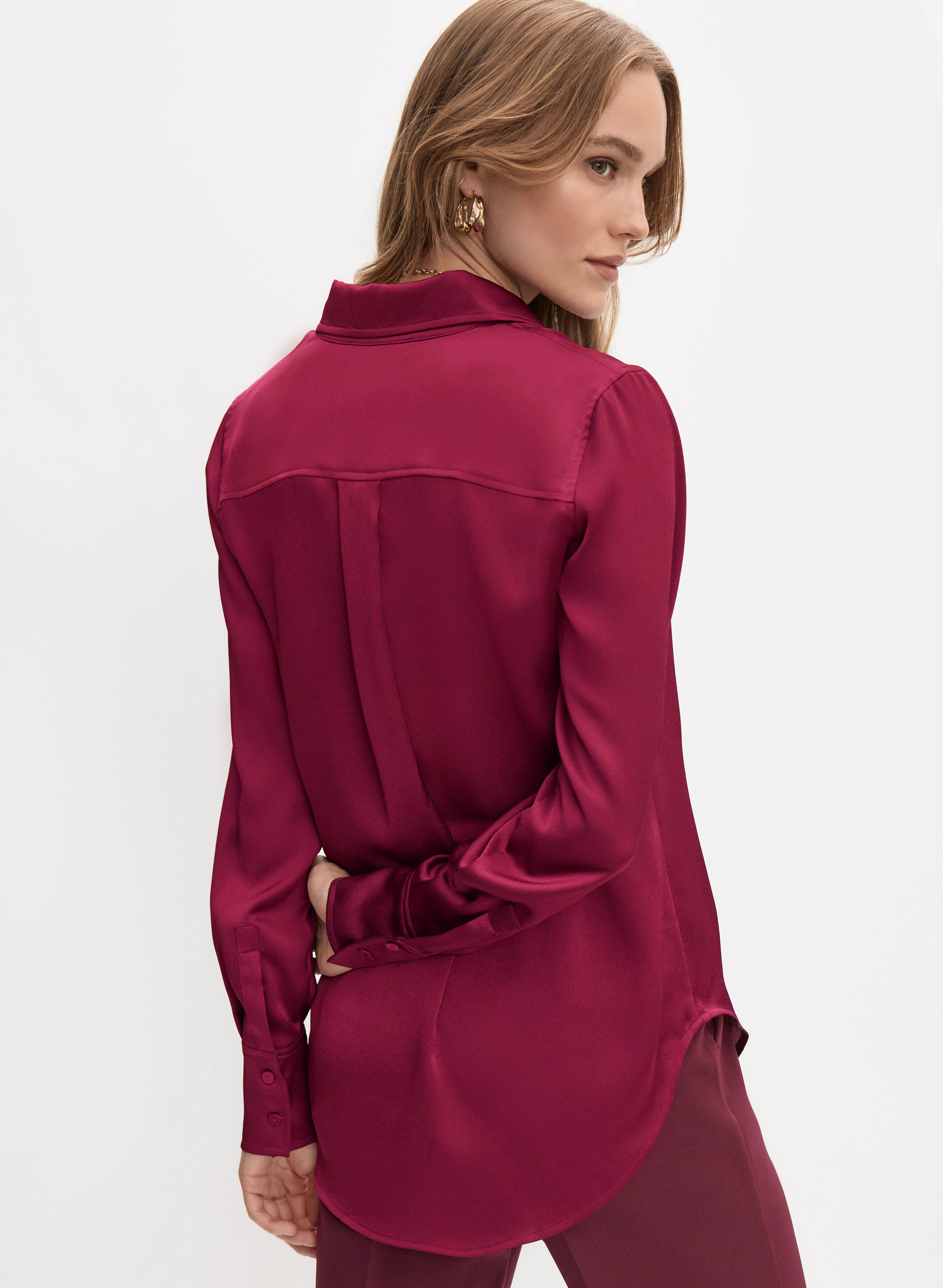 Satin Button-Down Blouse - Image 4
