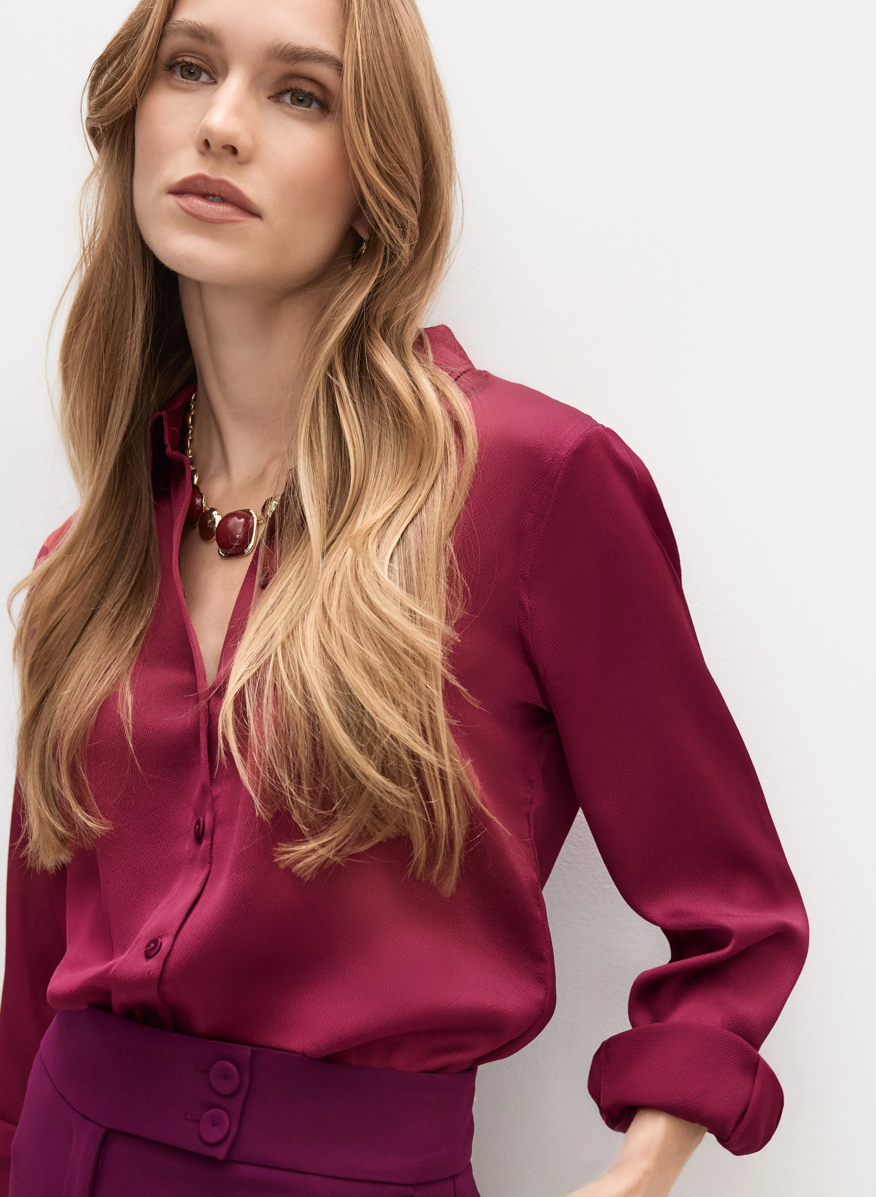 Satin Button-Down Blouse - Image 5