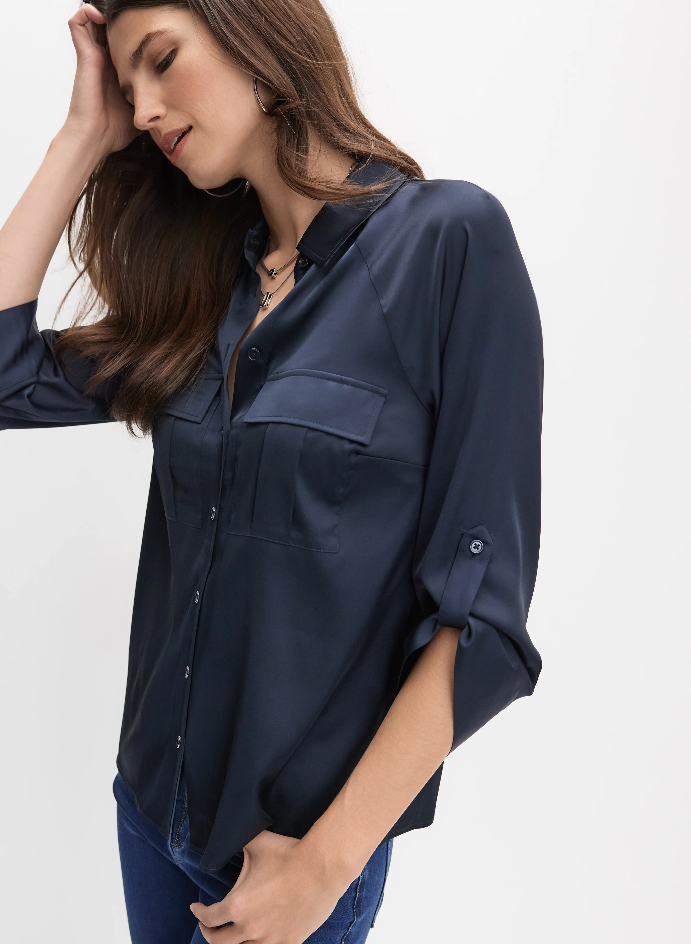 Satin Button-Down Blouse - Image 5