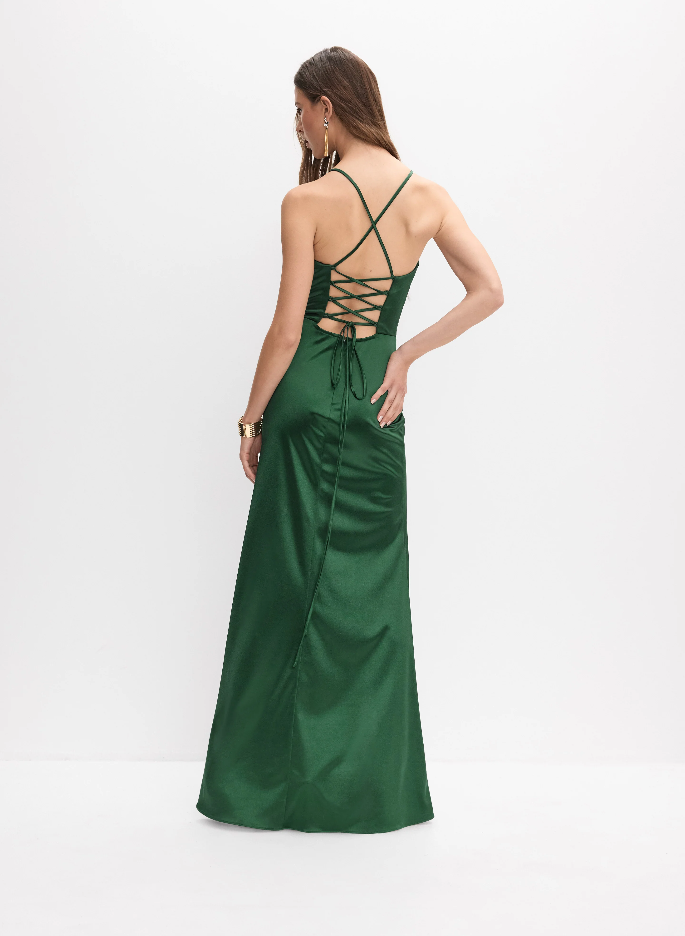 Satin Cut-Out Detail Dress - Image 7