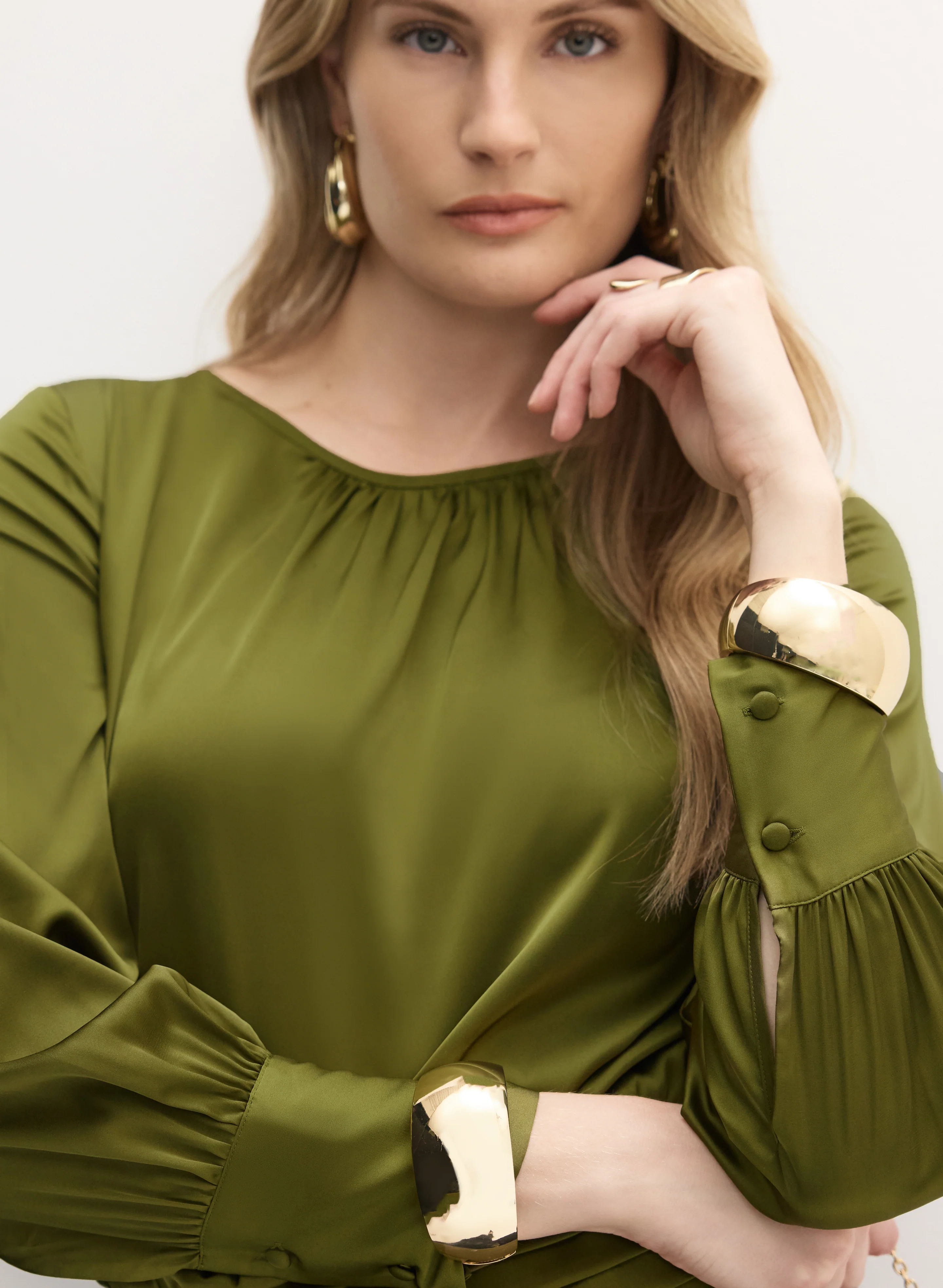 Satin Smocked Waist Blouse - Image 2