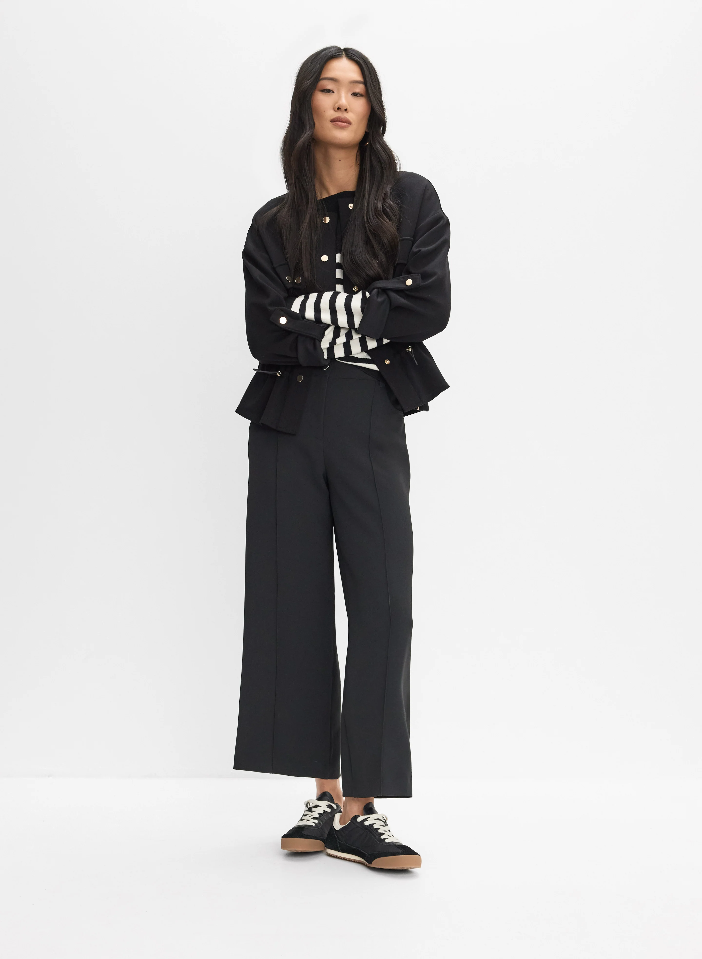 Scuba Knit Jacket & Pinched Seam Culottes