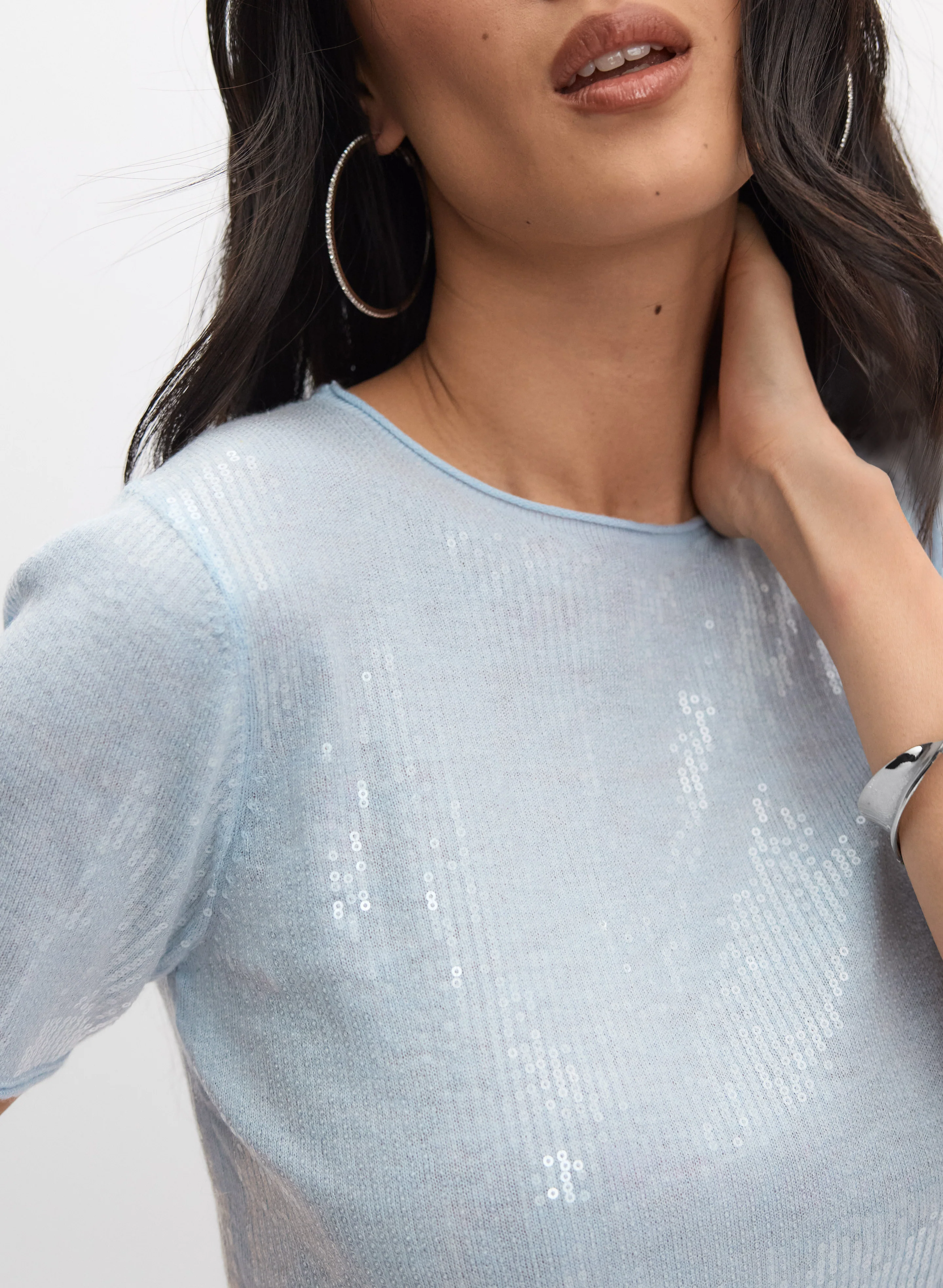 Sequin Crew Neck Pullover - Image 2