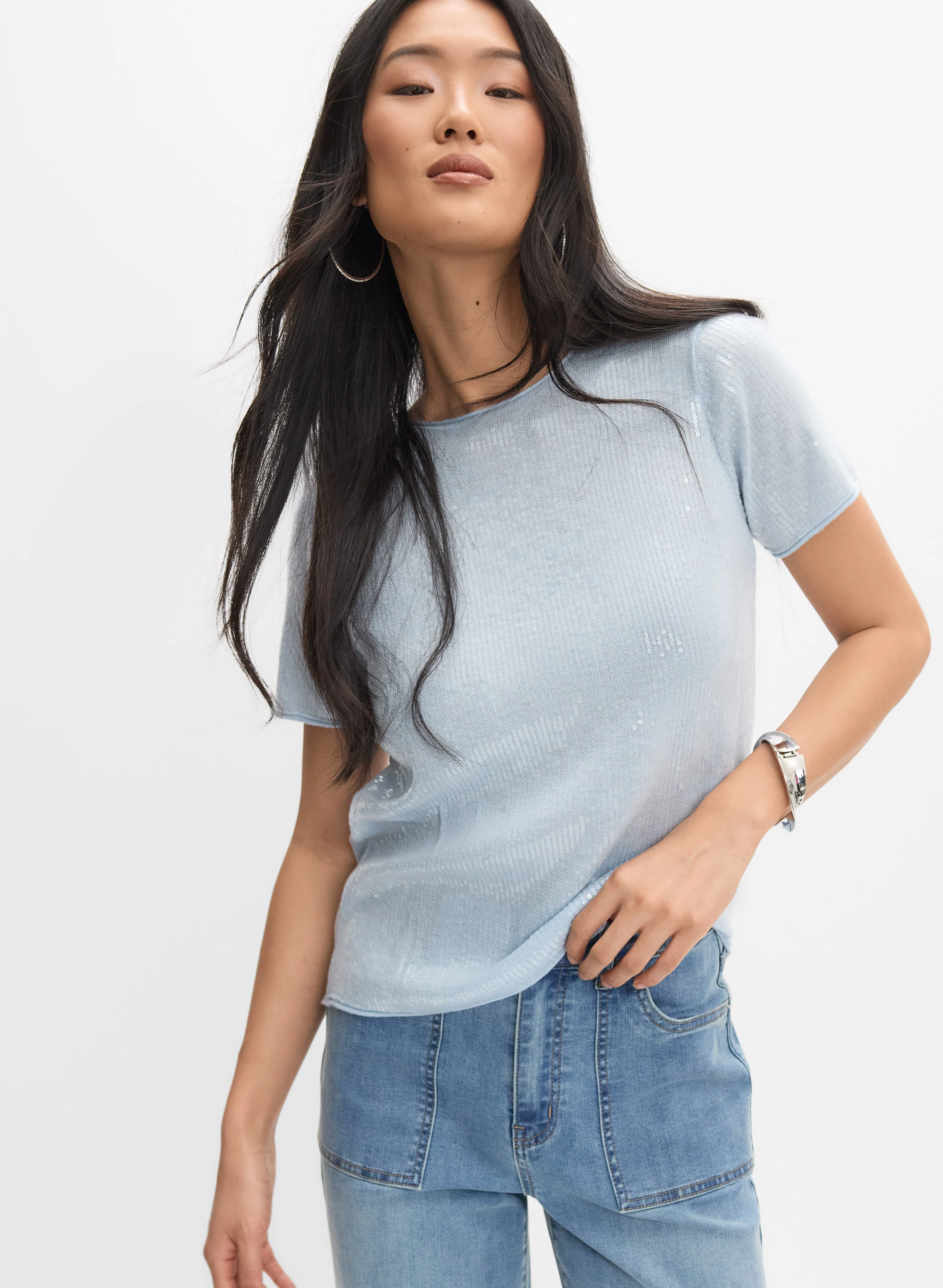 Sequin Crew Neck Pullover - Image 5