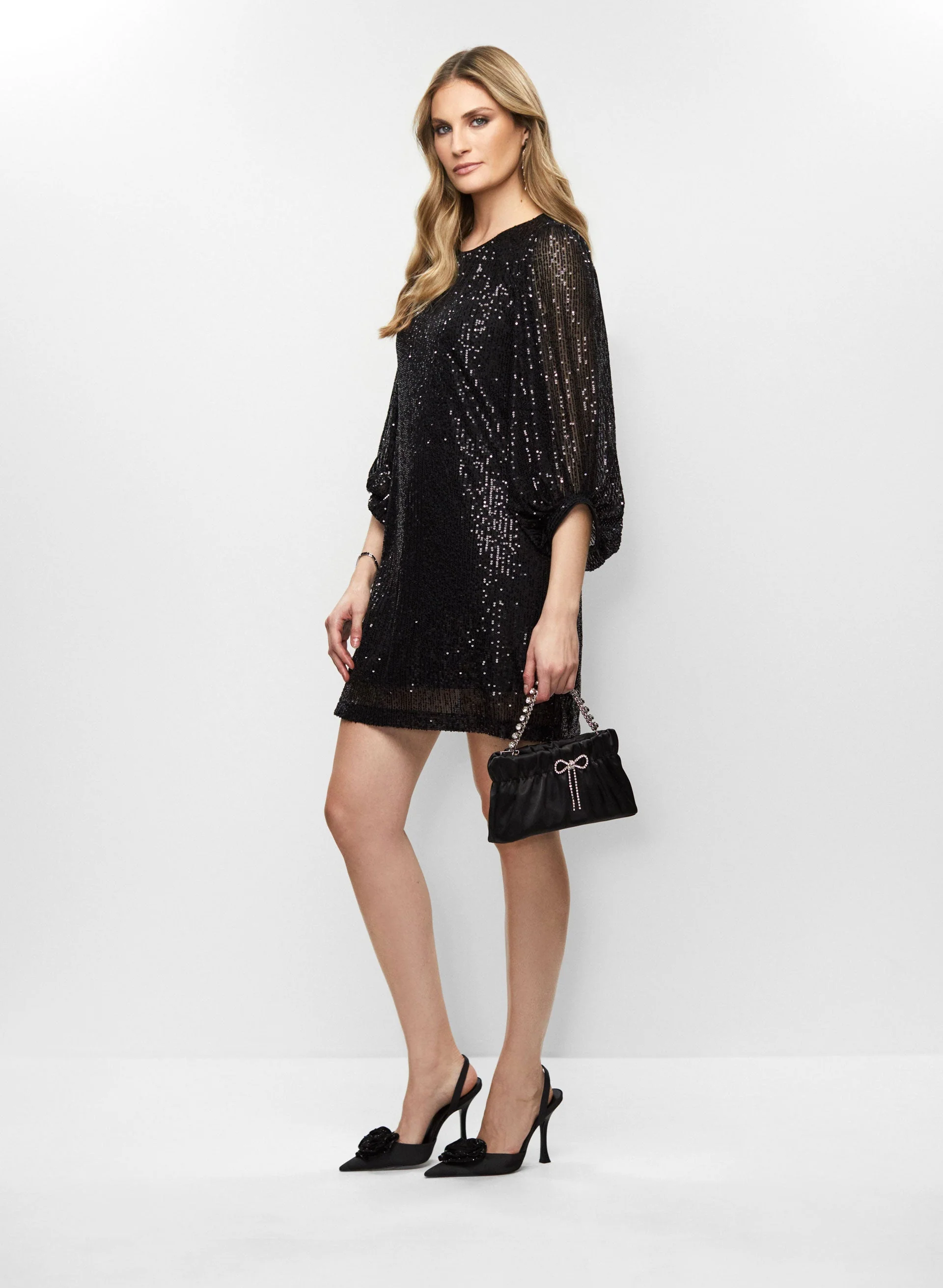 Sequin Puff Sleeve Dress - Image 3