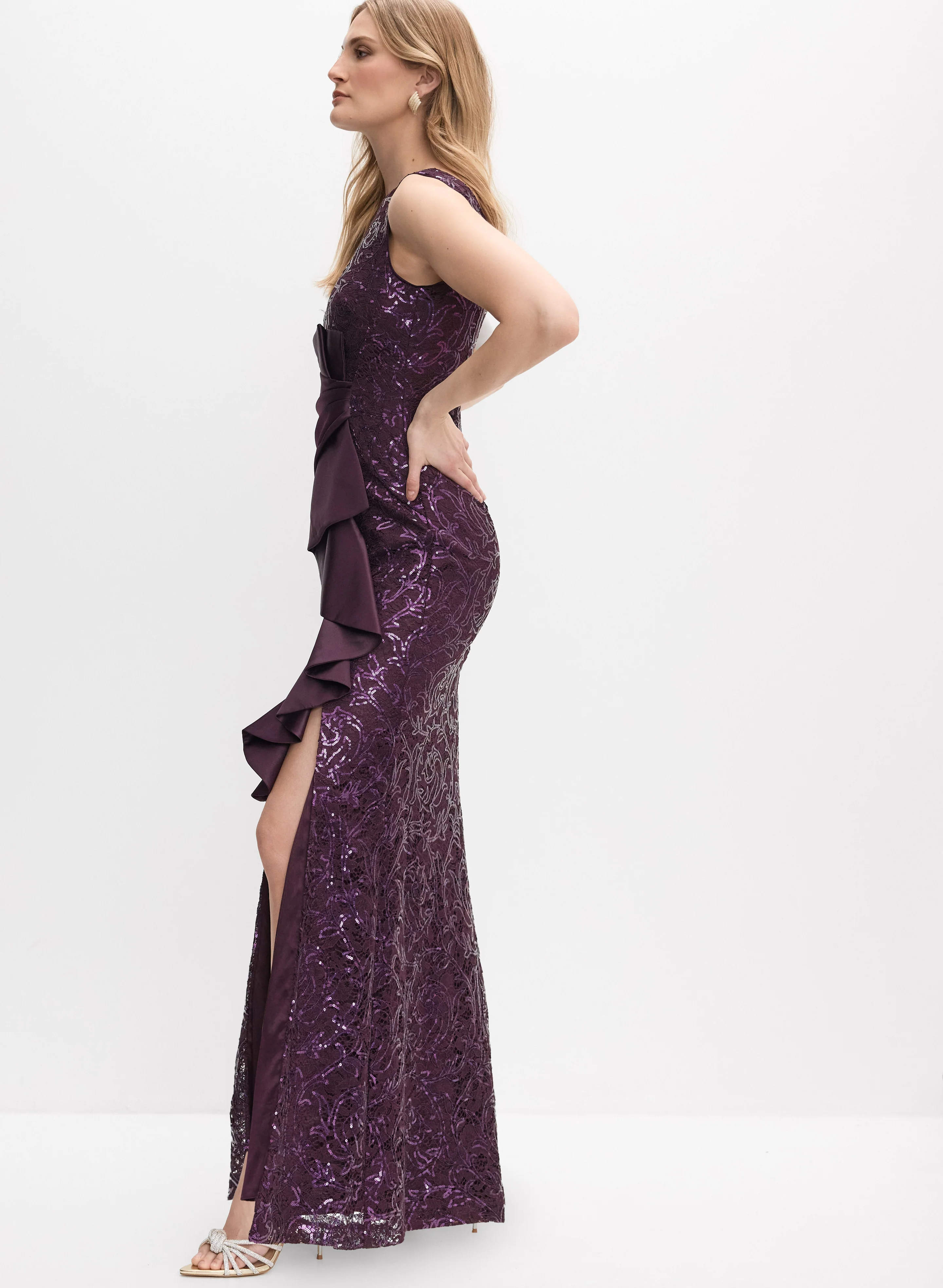 Sequin Ruffle Detail Gown - Image 3