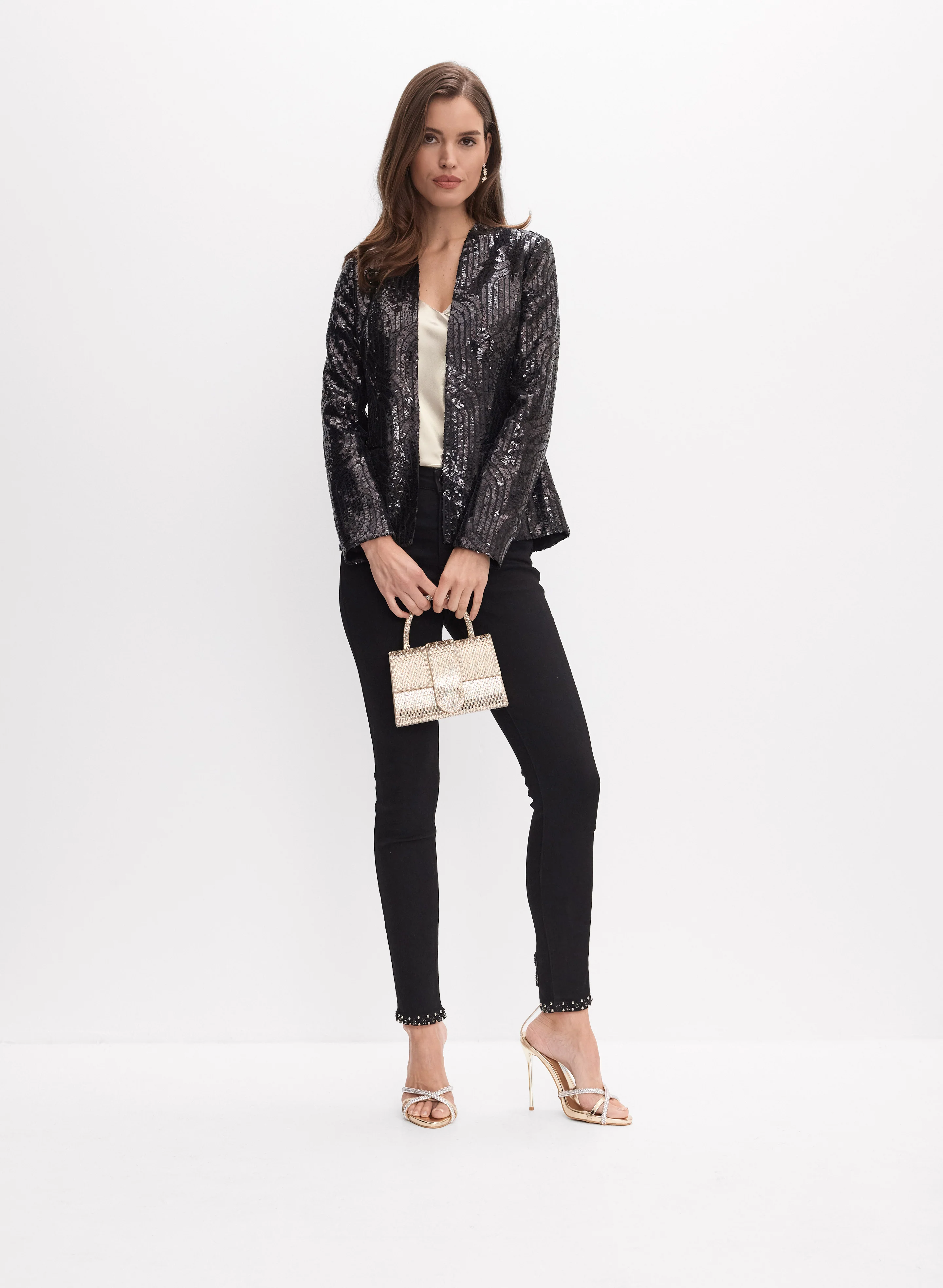 Sequined Blazer & Bow Detail Jeans