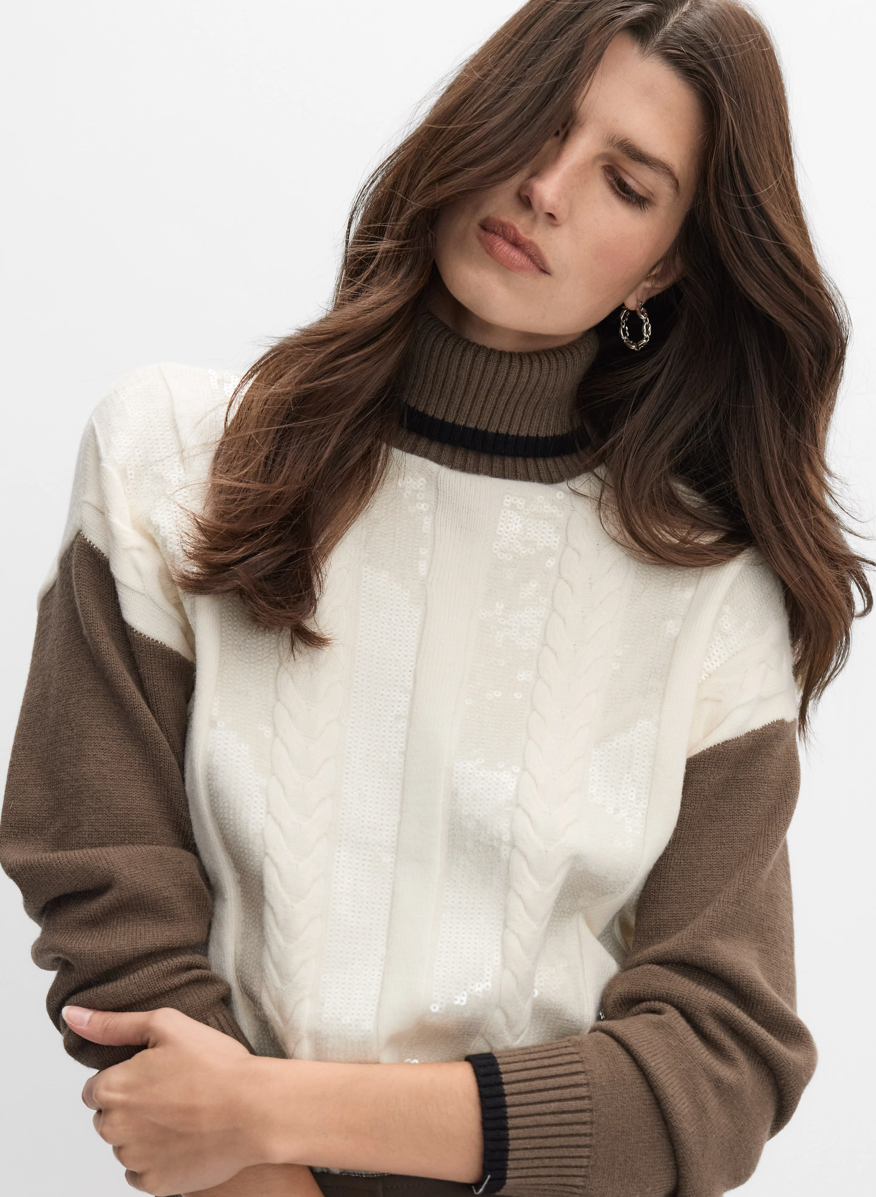 Sequined Colour Block Sweater - Image 2