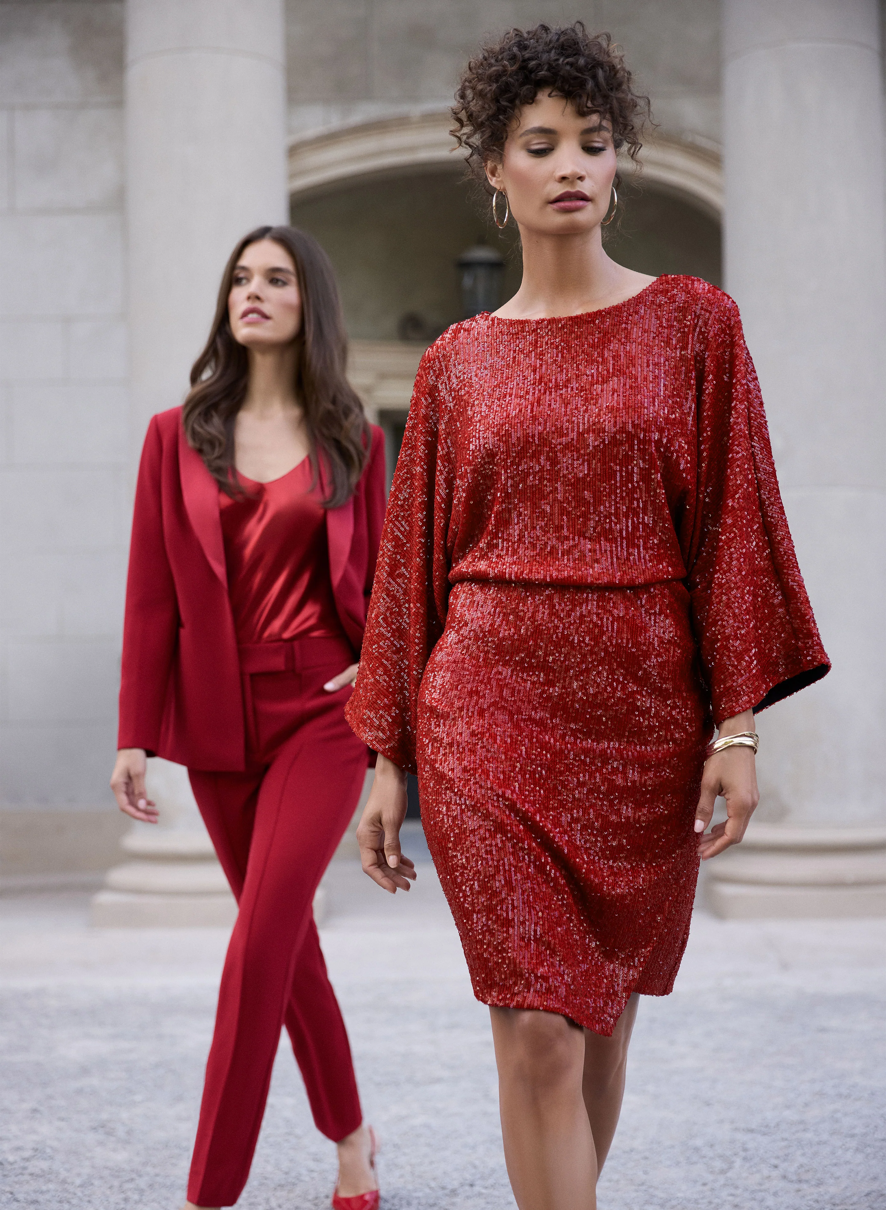 Sequined Flare Sleeve Dress - Image 2