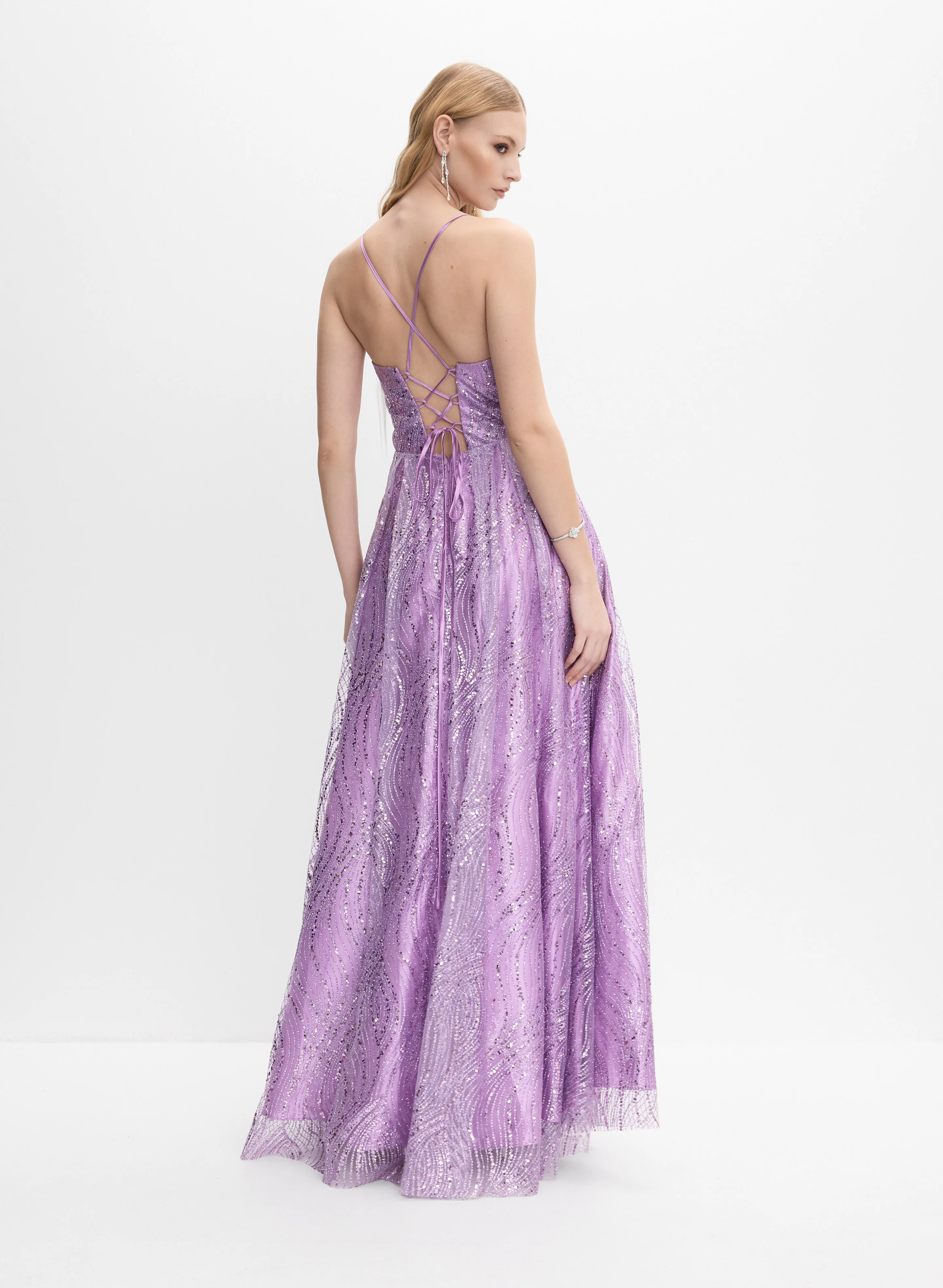 Sequined Glitter Tulle Dress - Image 4