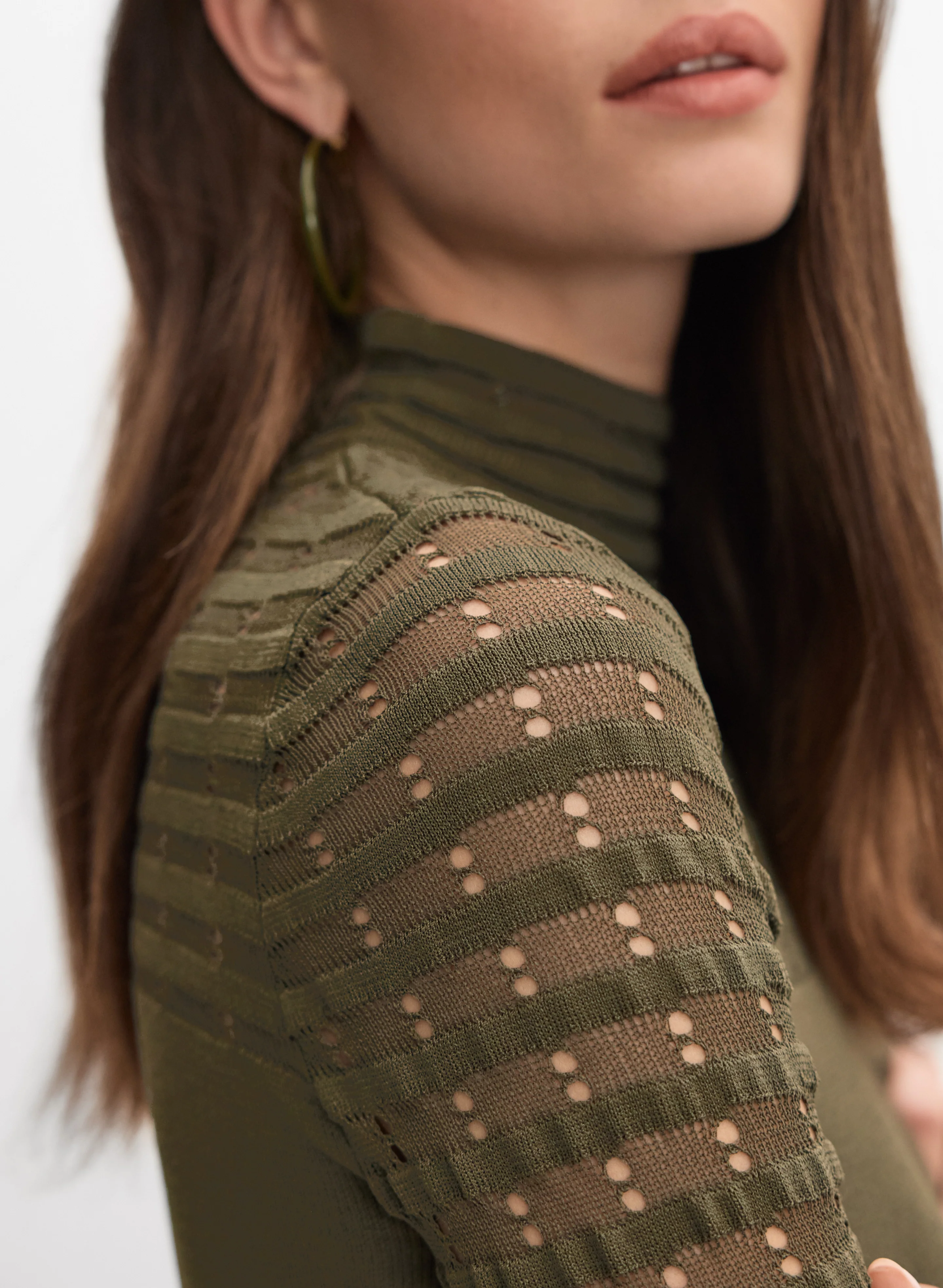 Sheer Striped Detail Sweater - Image 2