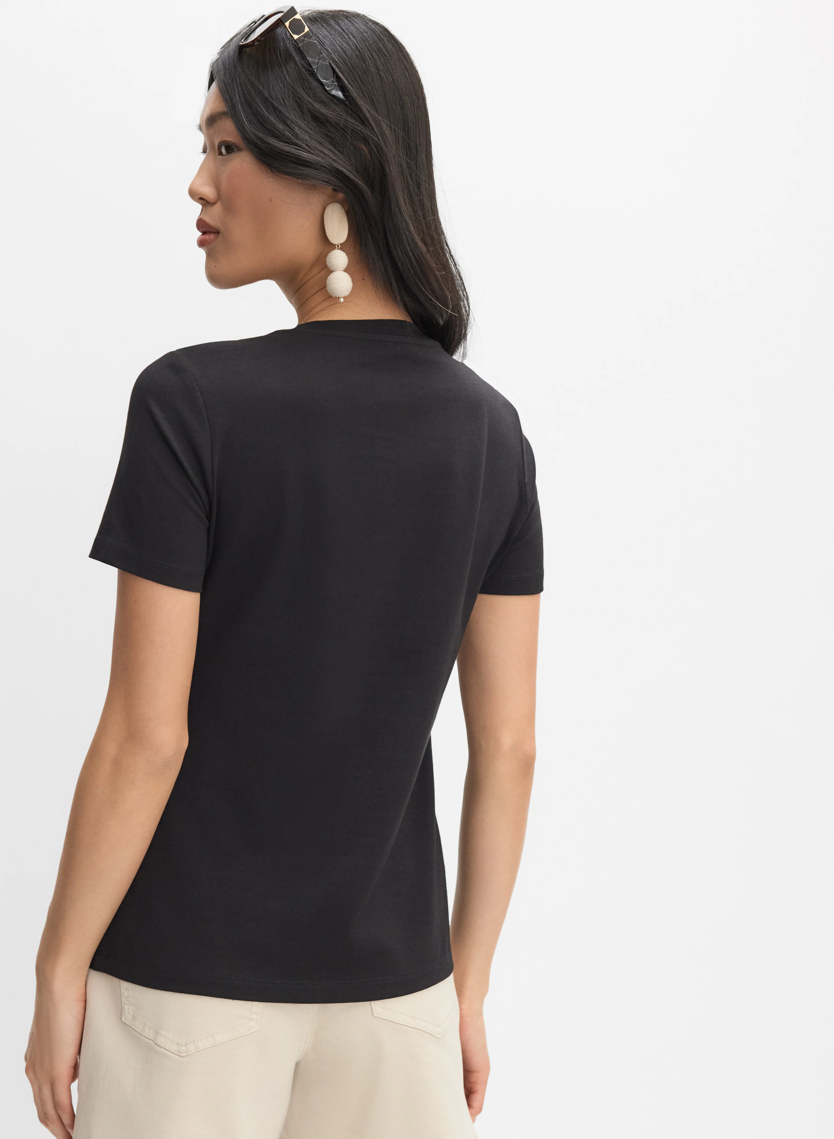 Shell Detail Cotton-Modal T-Shirt - Image 4