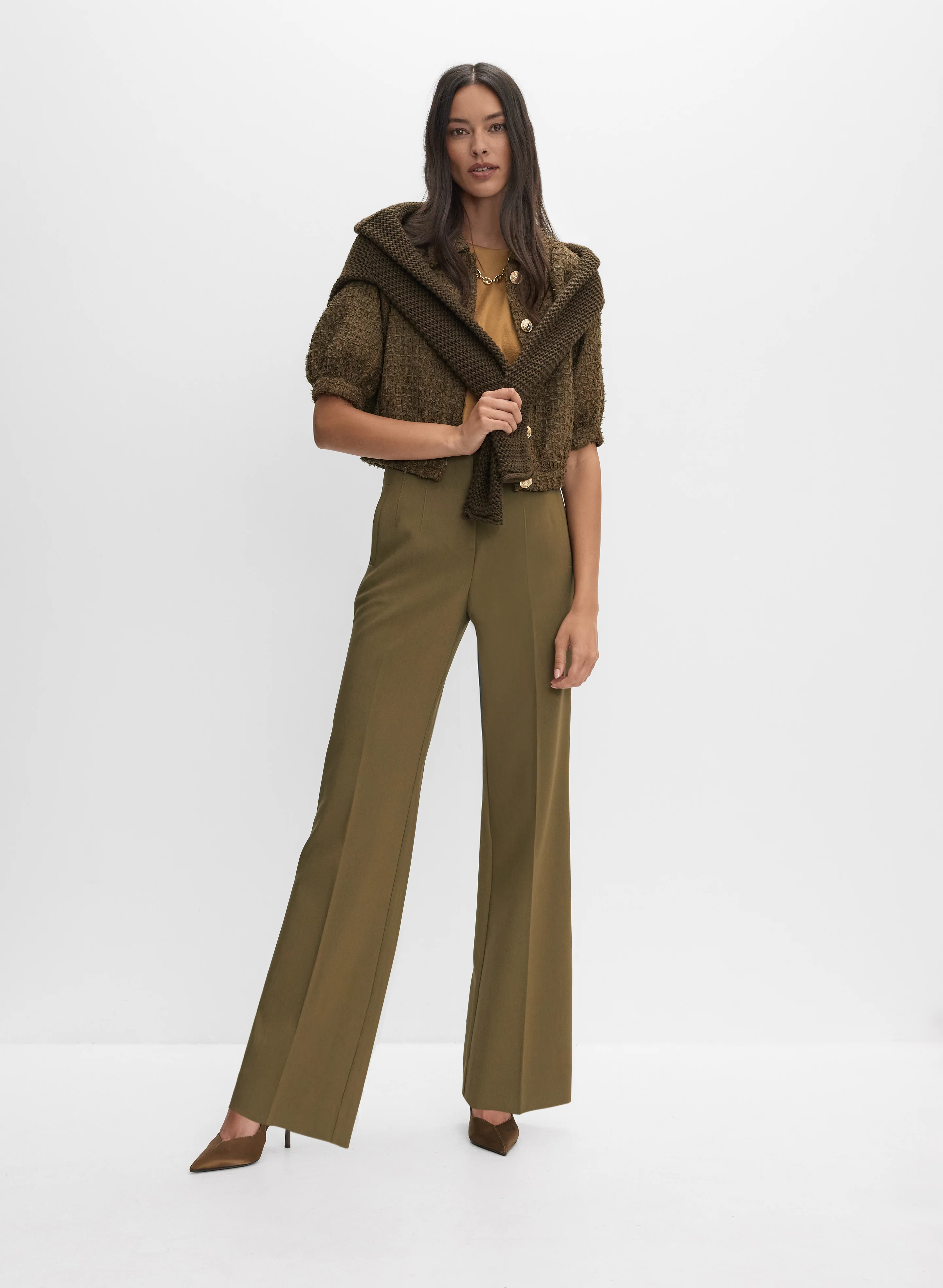 Short Boucle Jacket & Soho Wide-Leg Pants