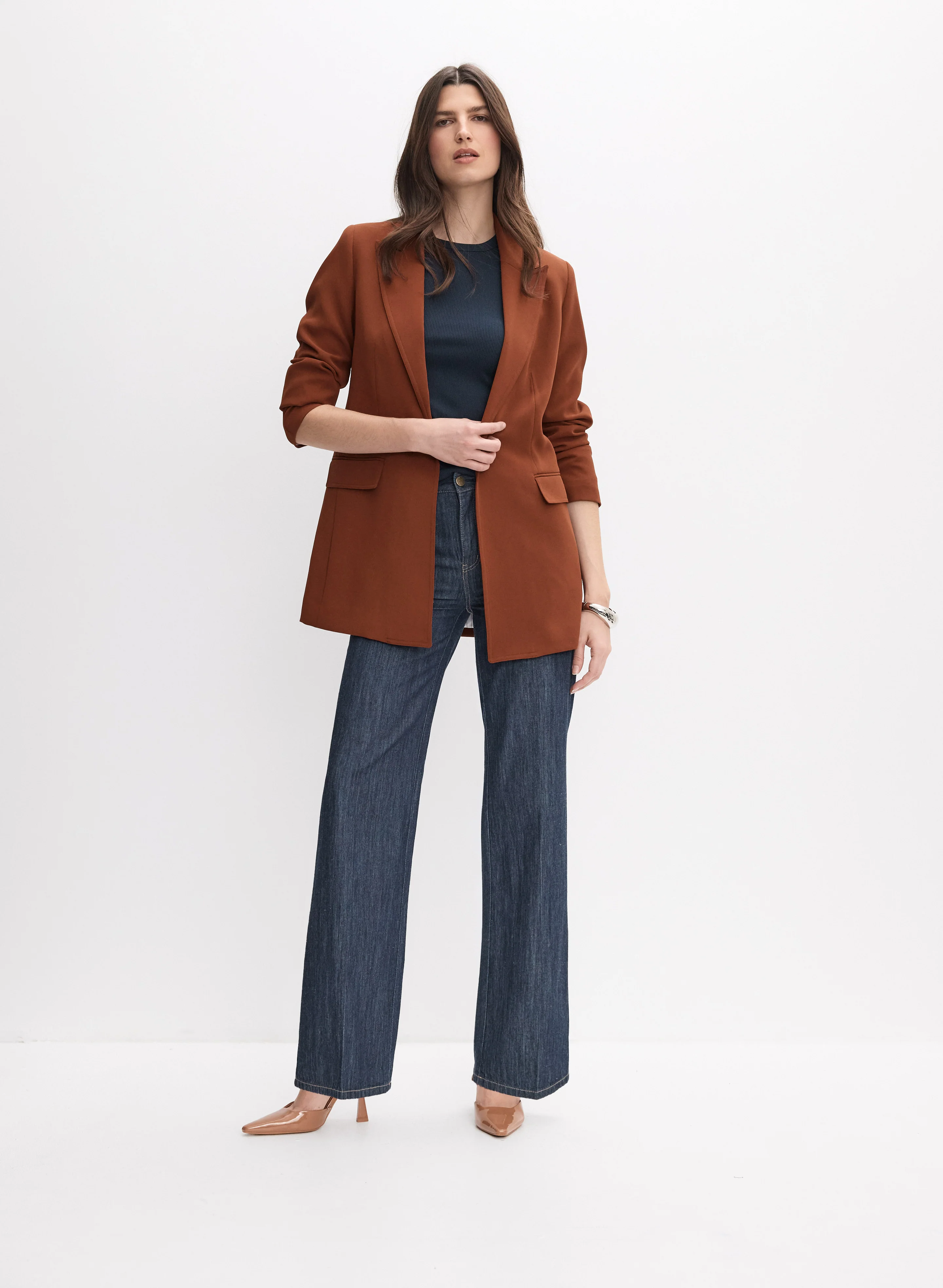 Single-Button Midi Jacket & Mid-Rise Trouser Jeans