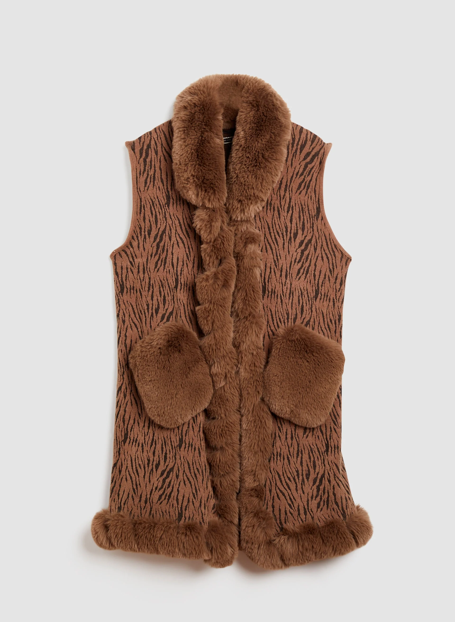 Sleeveless Faux Fur Poncho - Image 3