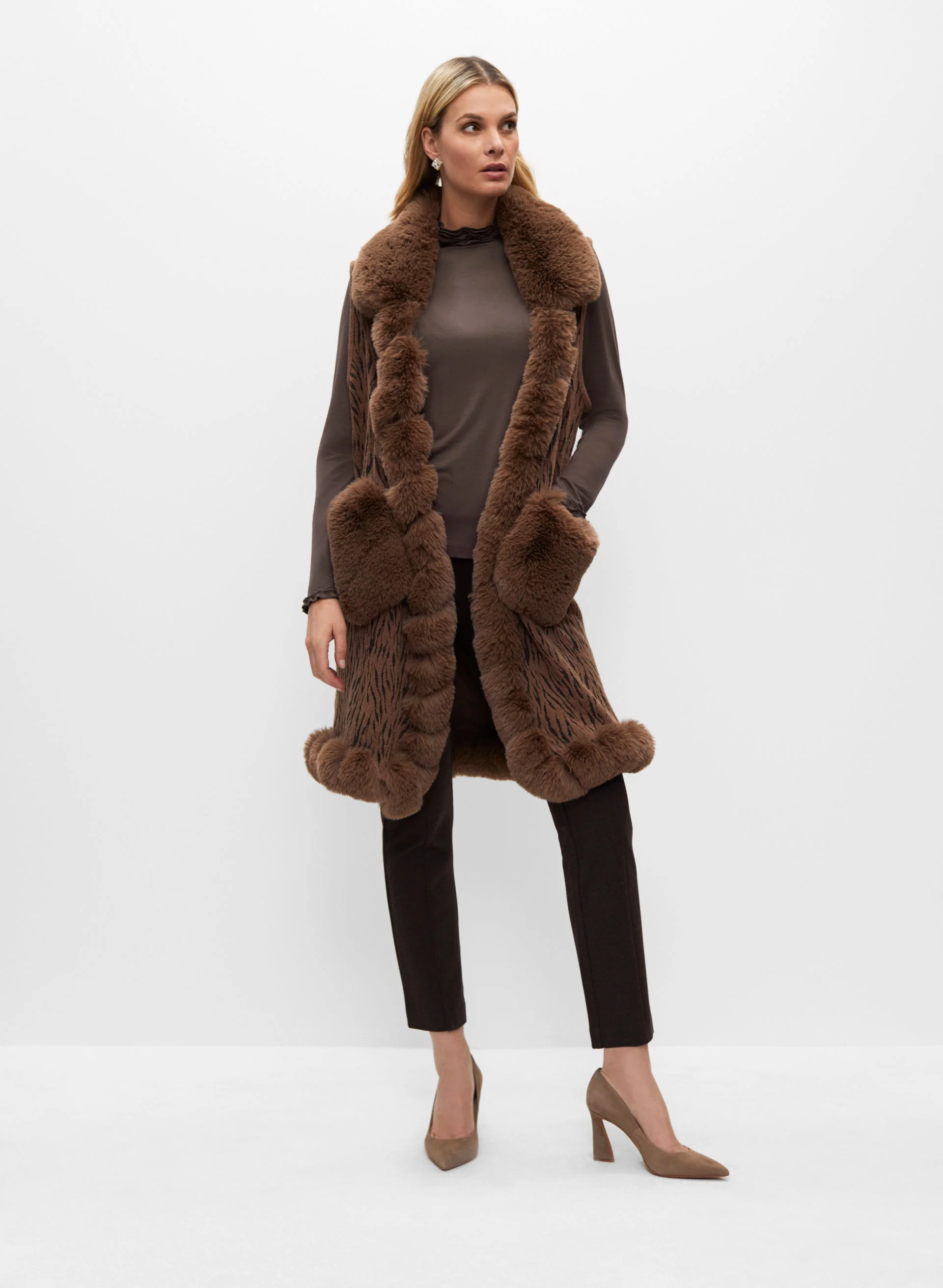 Sleeveless Faux Fur Poncho - Image 4