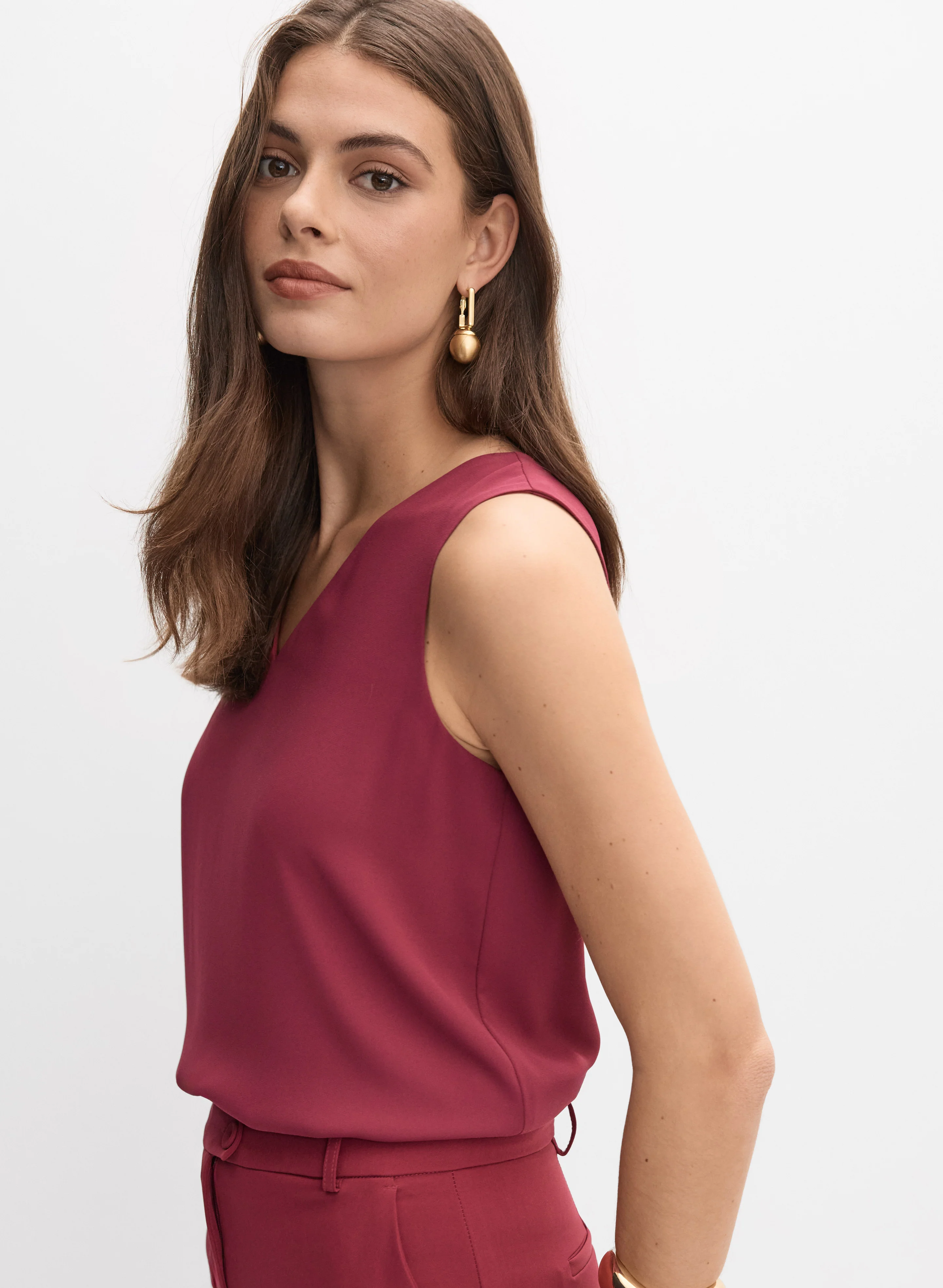 Sleeveless V-Neck Blouse