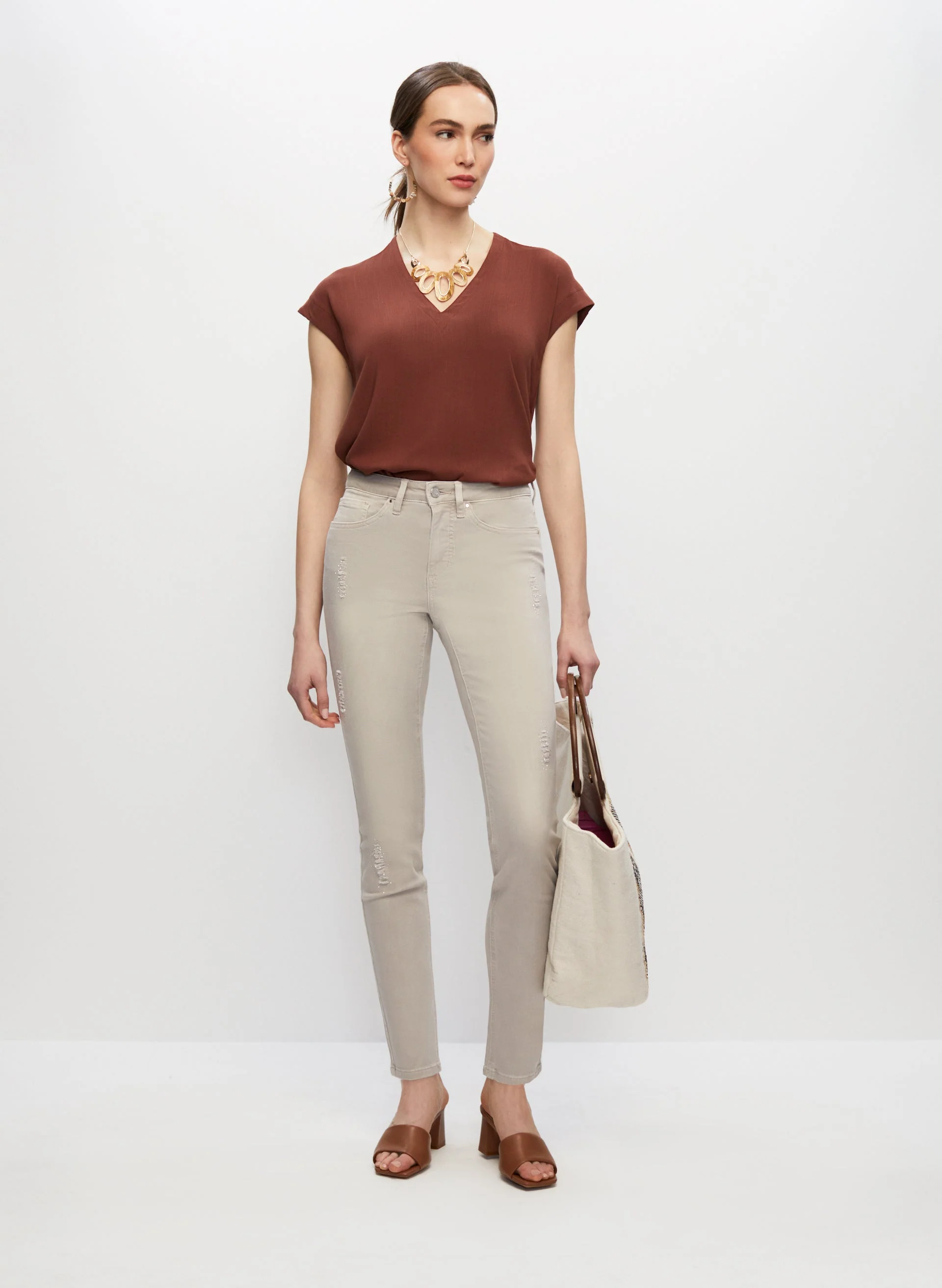 Slim Leg Distressed Denim Jeans - Image 3