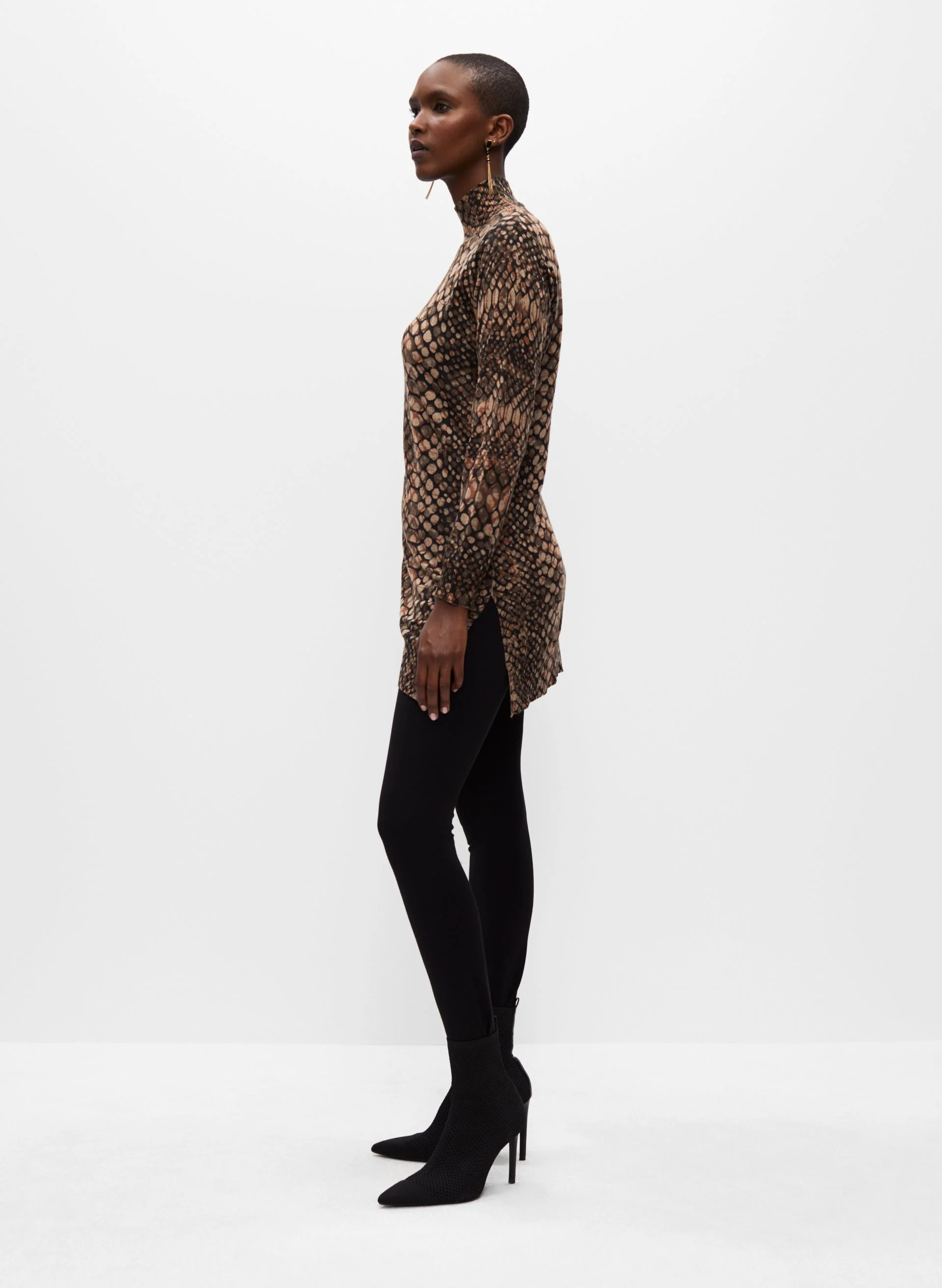 Snakeskin Print Tunic Sweater - Image 3