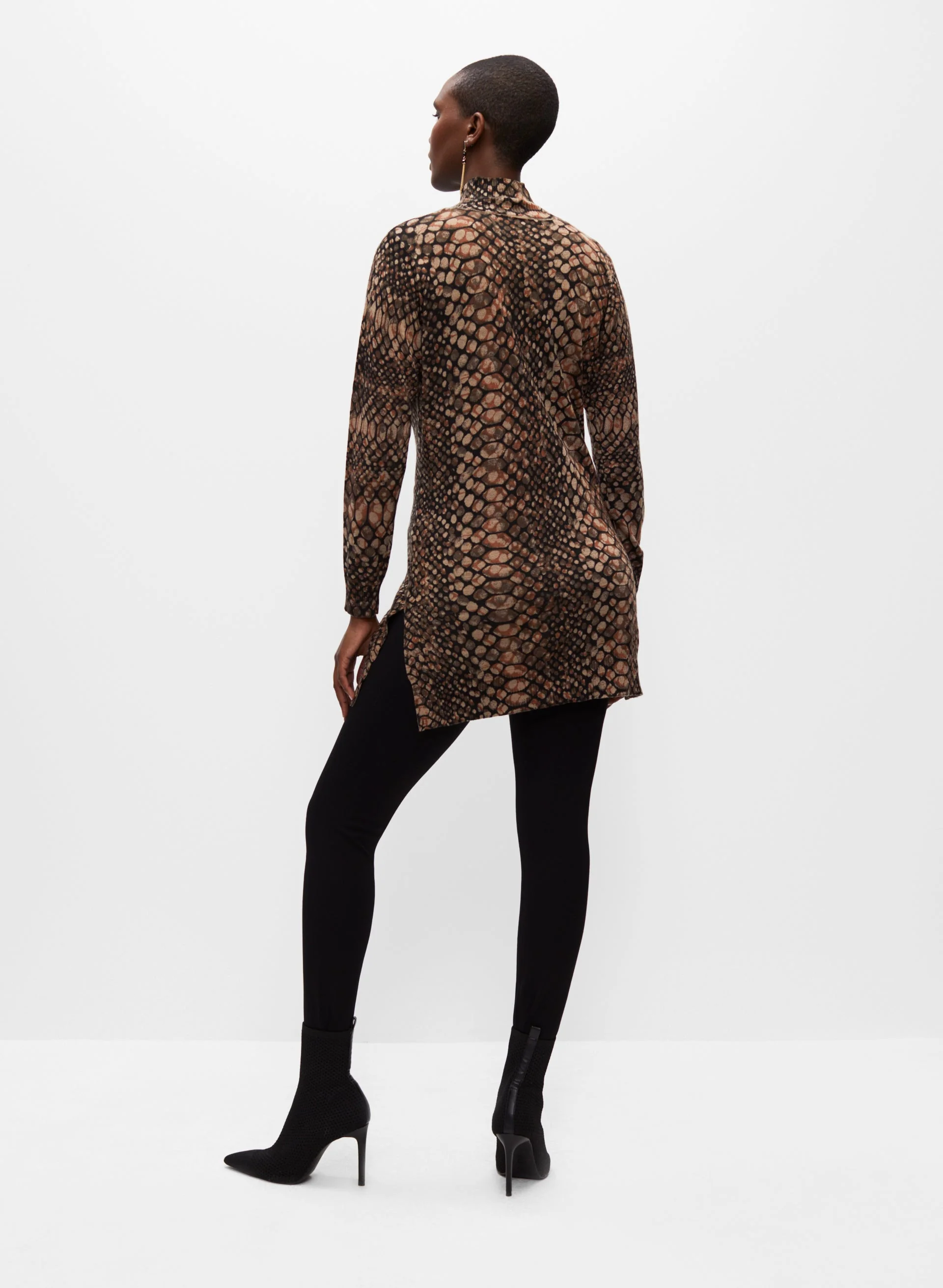 Snakeskin Print Tunic Sweater - Image 4