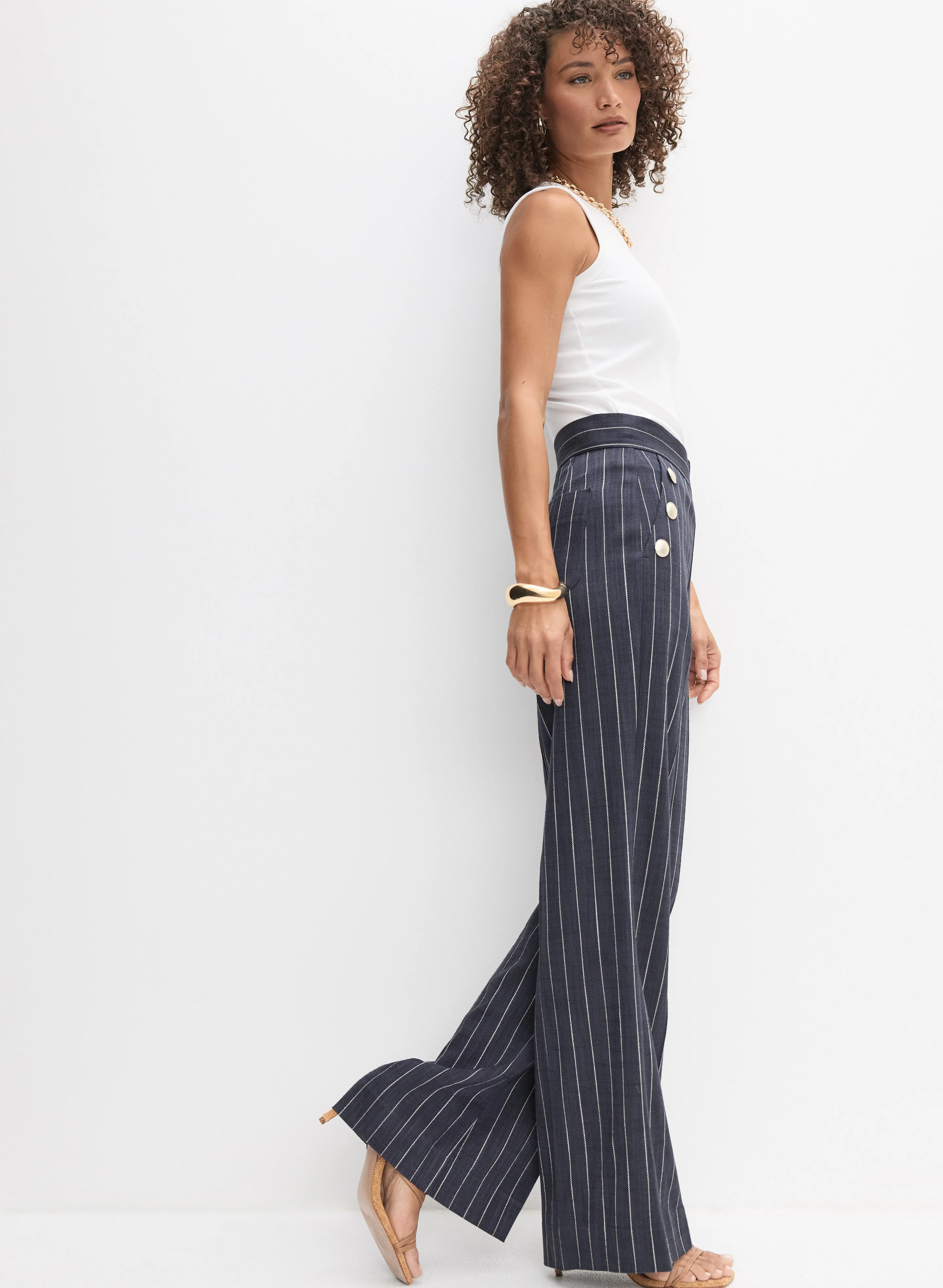 Soho Pinstripe Wide-Leg Pants - Image 7