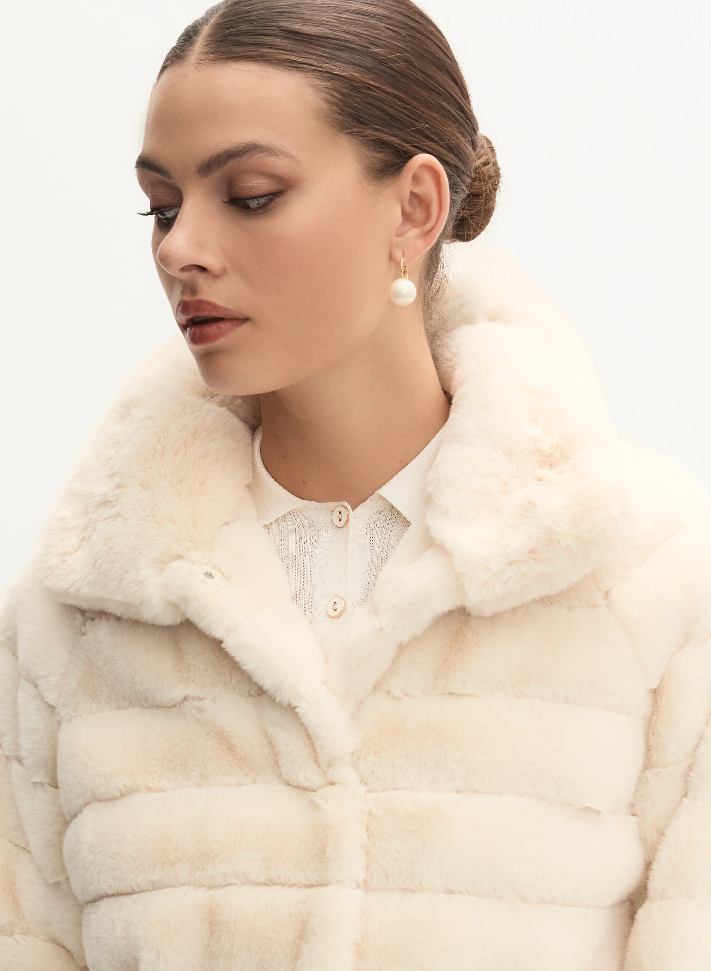 Stand Neck Faux Fur Coat - Image 5
