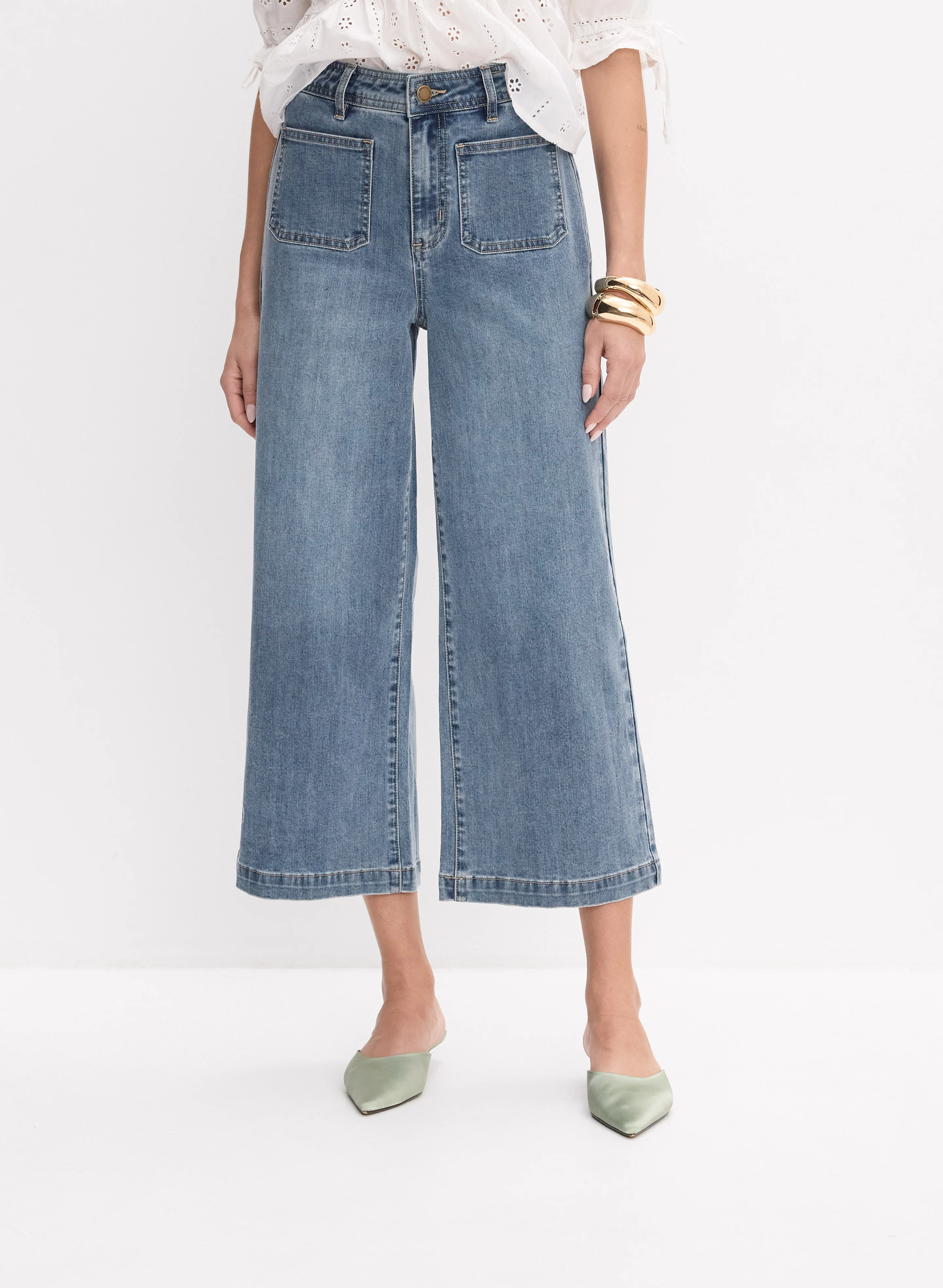 Stretch-Denim Culottes
