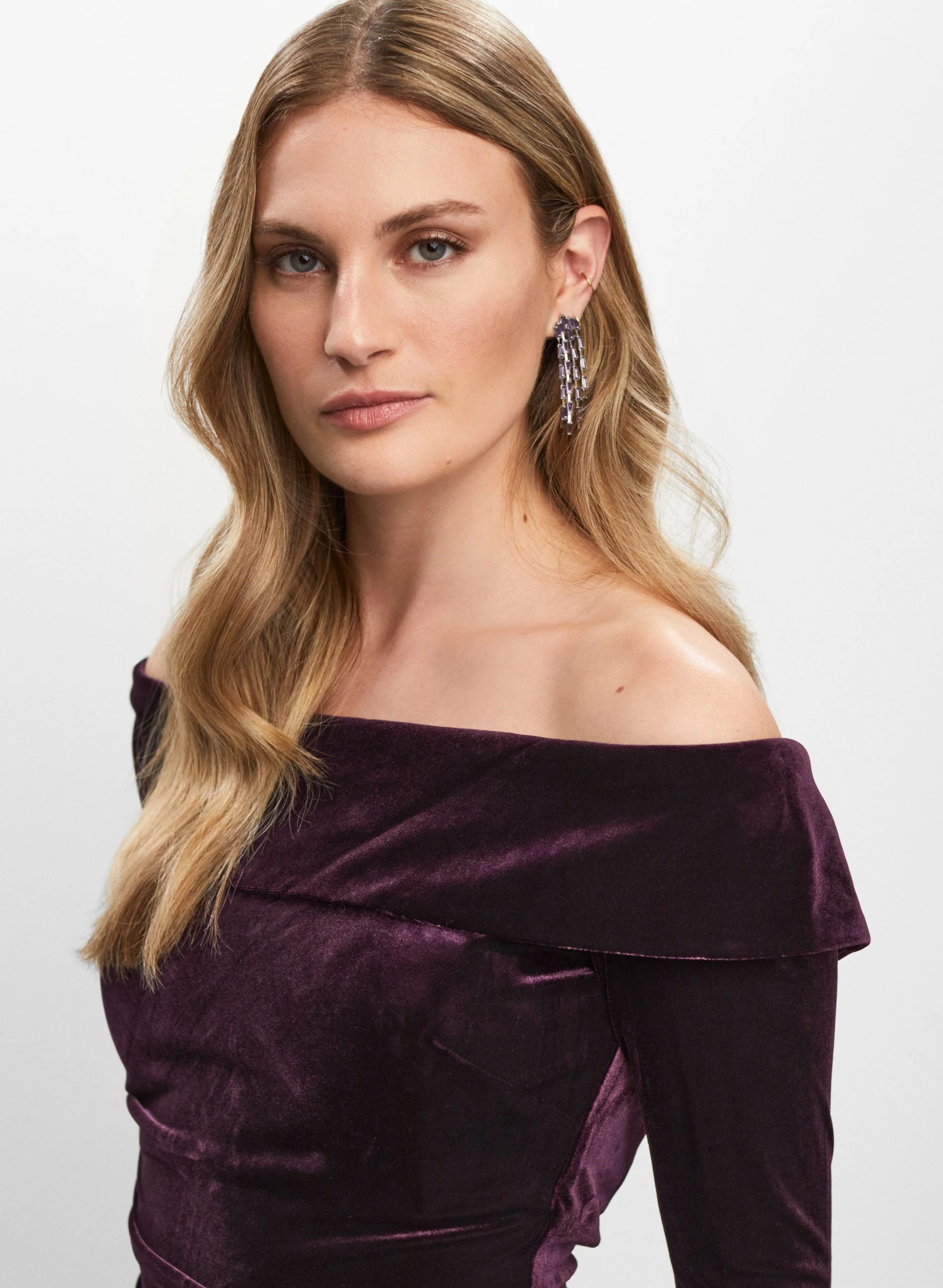 Stretch Velvet Off-the-Shoulder Dress - Image 2