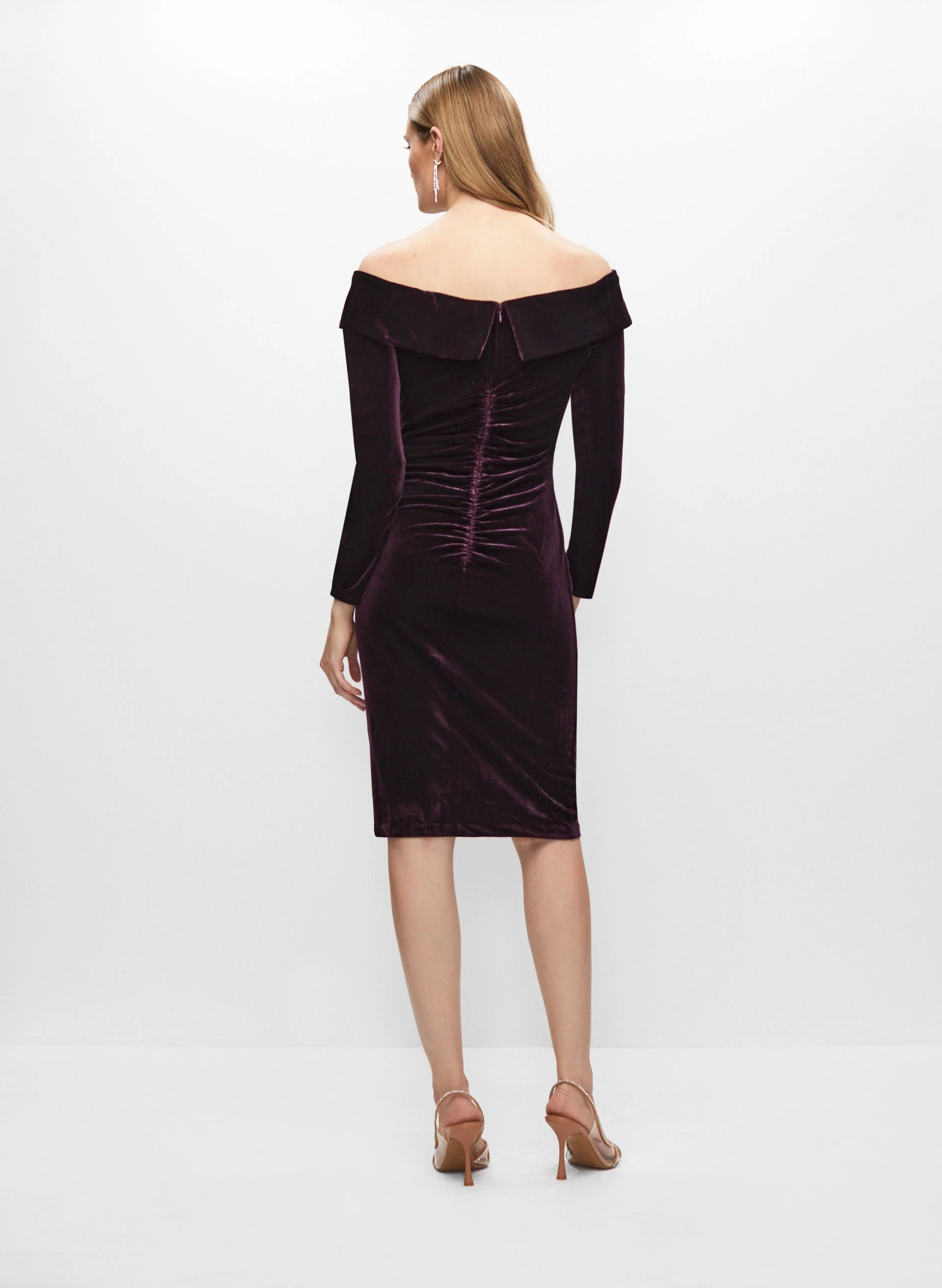 Stretch Velvet Off-the-Shoulder Dress - Image 5