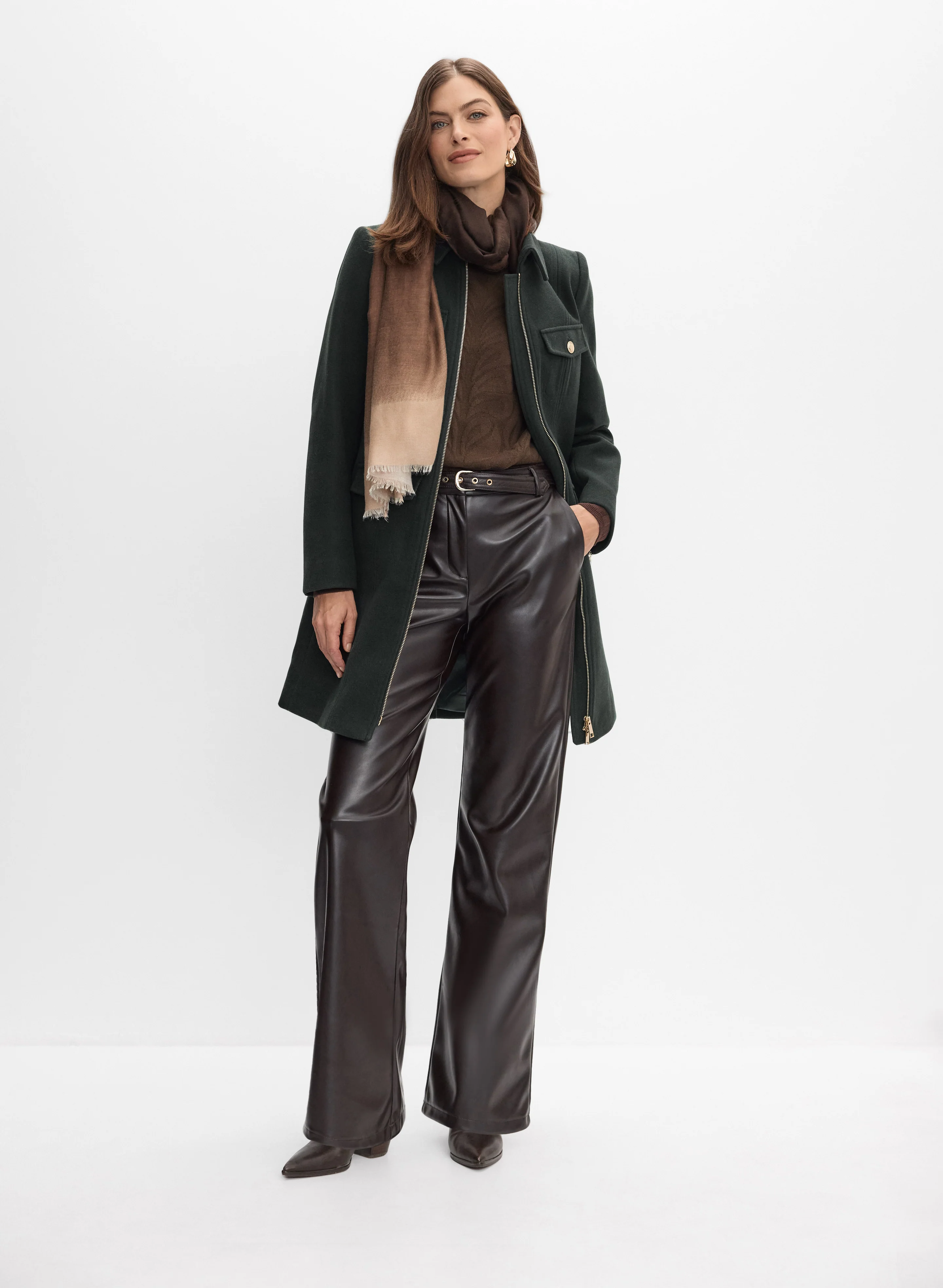 Stretch Wool-Blend Zip Coat - Image 2