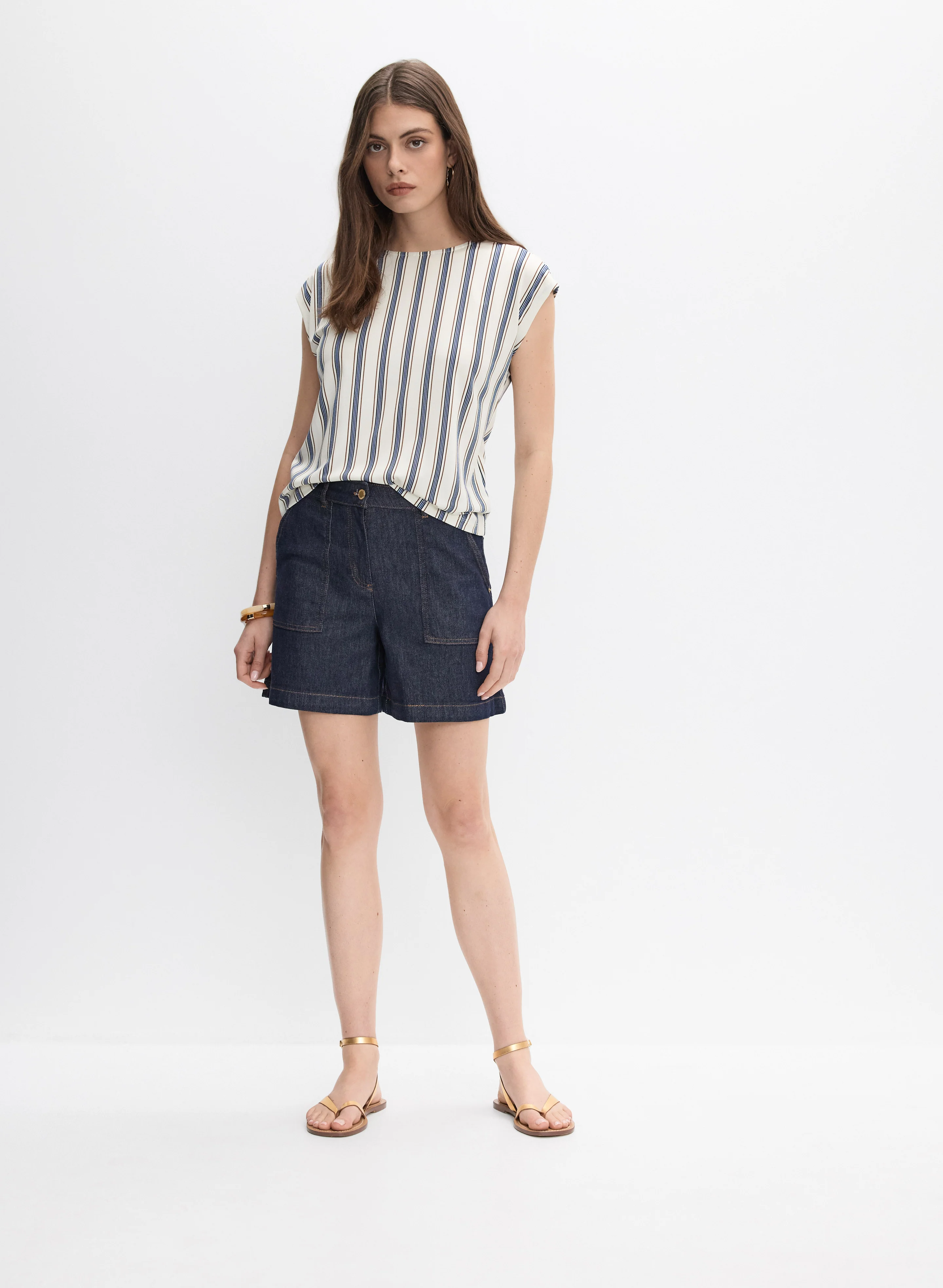 Stripe Cap Sleeve Top - Image 3