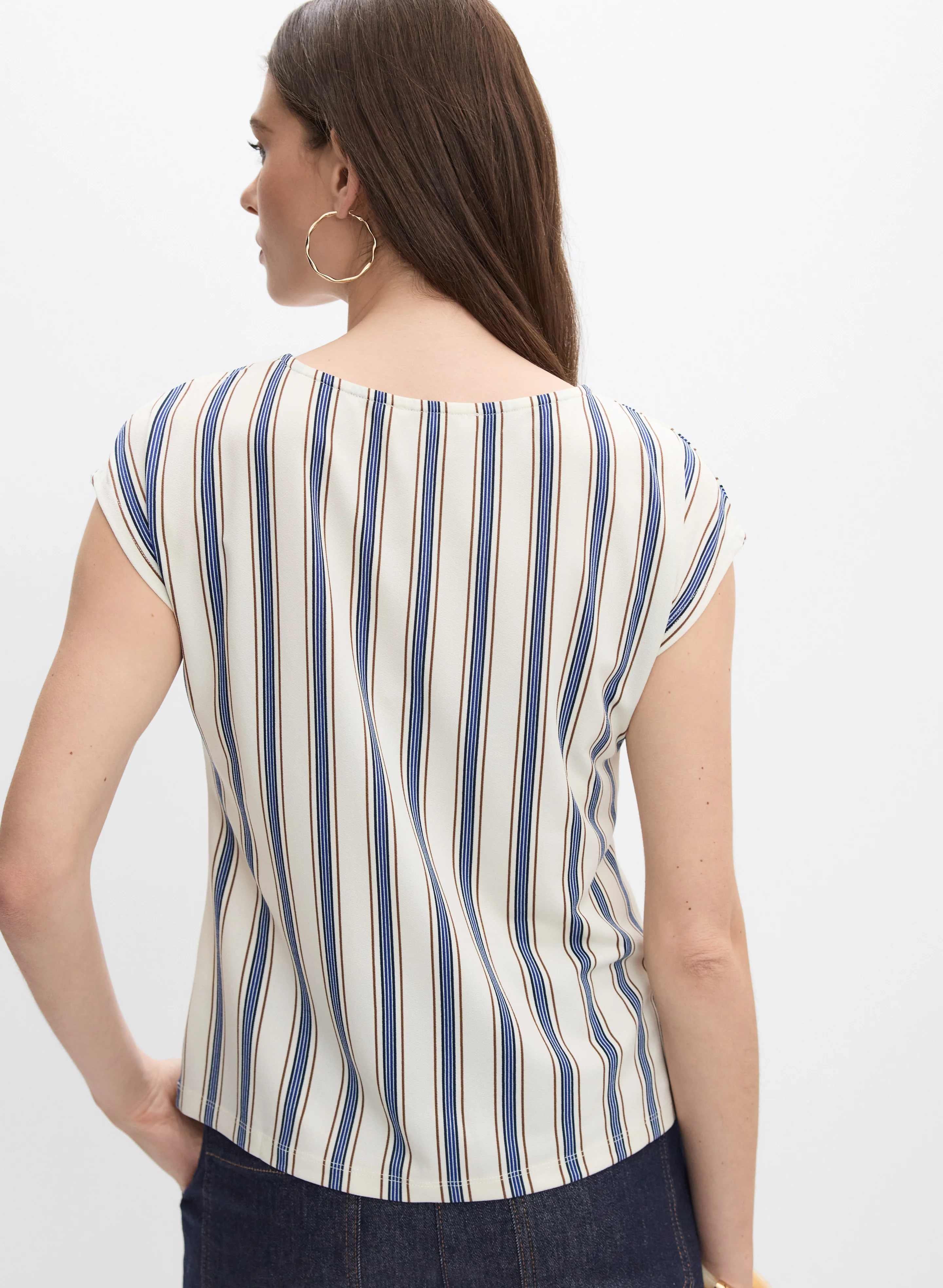 Stripe Cap Sleeve Top - Image 4