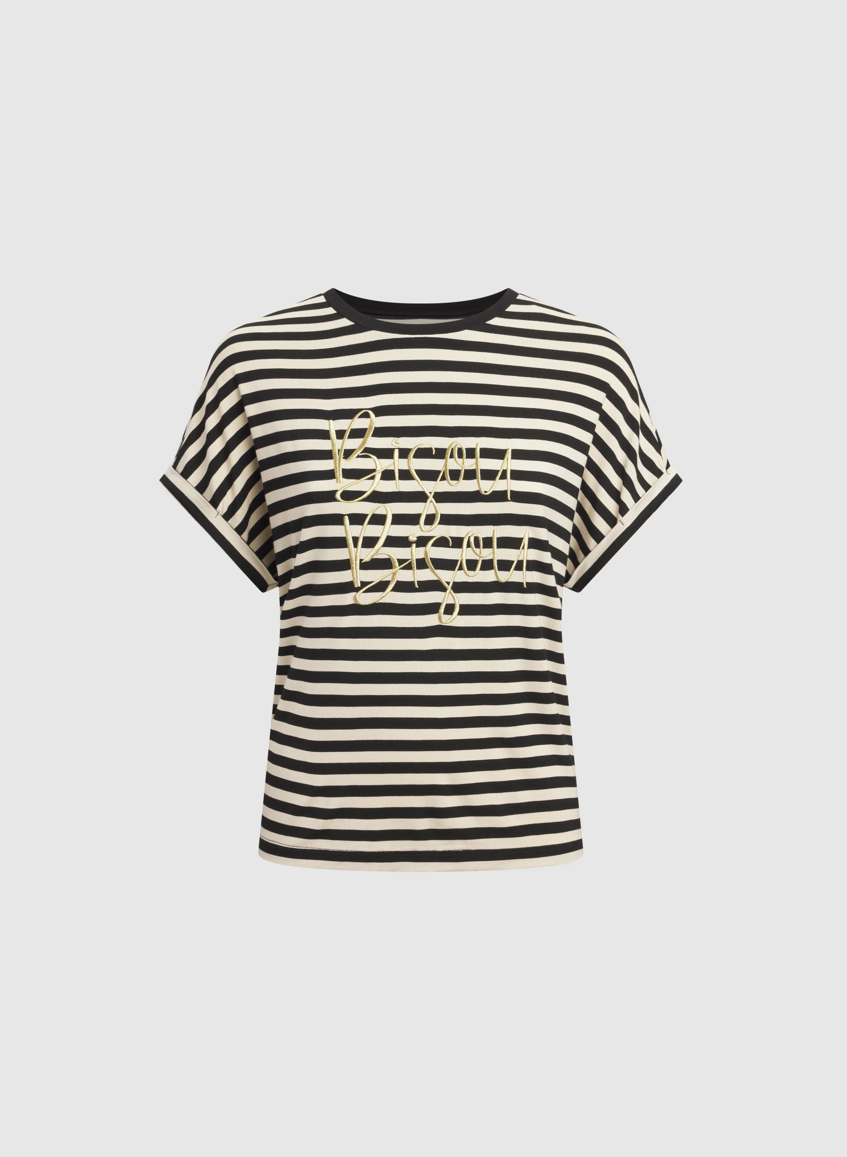Stripe Embroidered Script T-Shirt - Image 6
