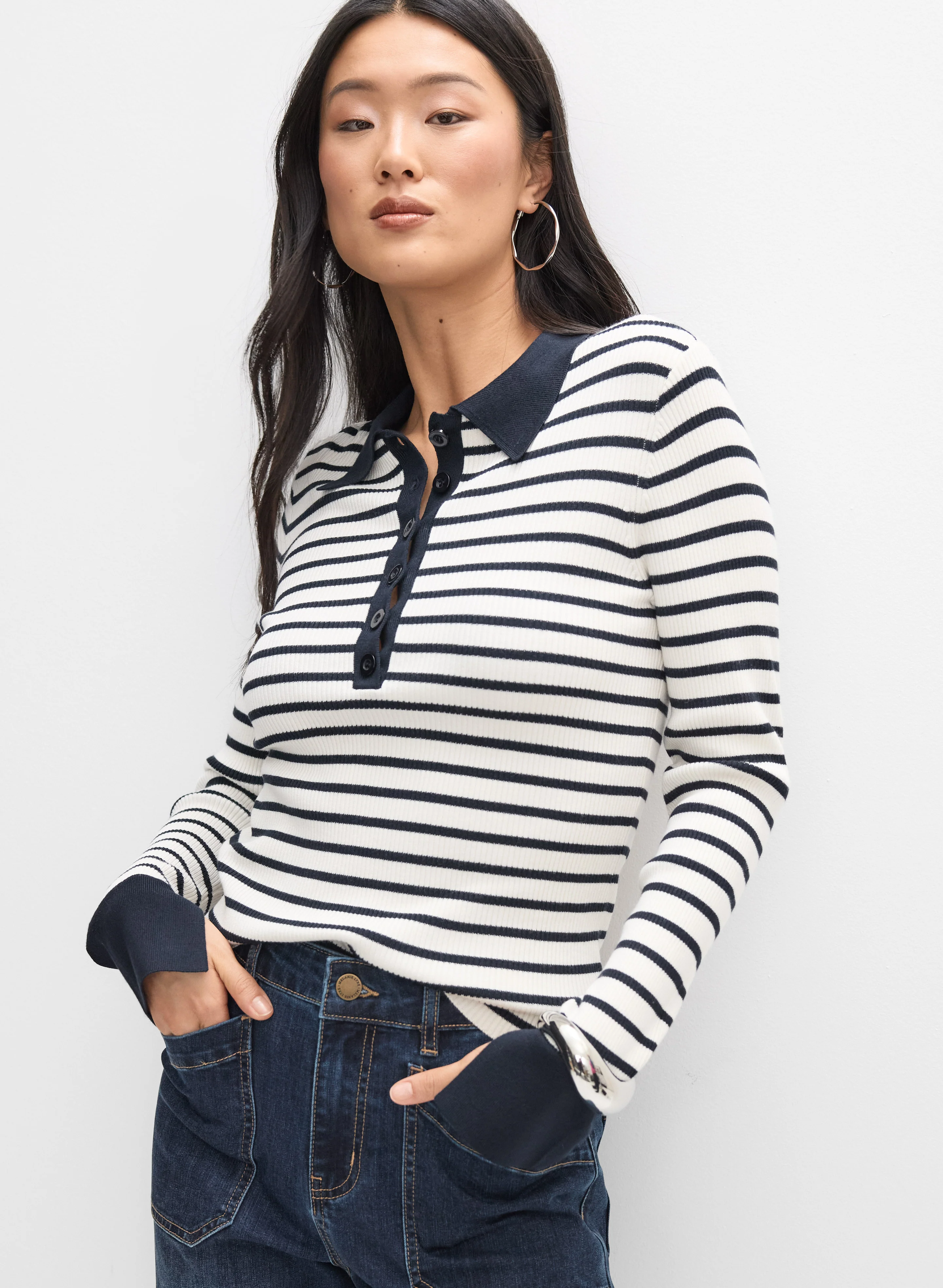 Stripe Polo Pullover