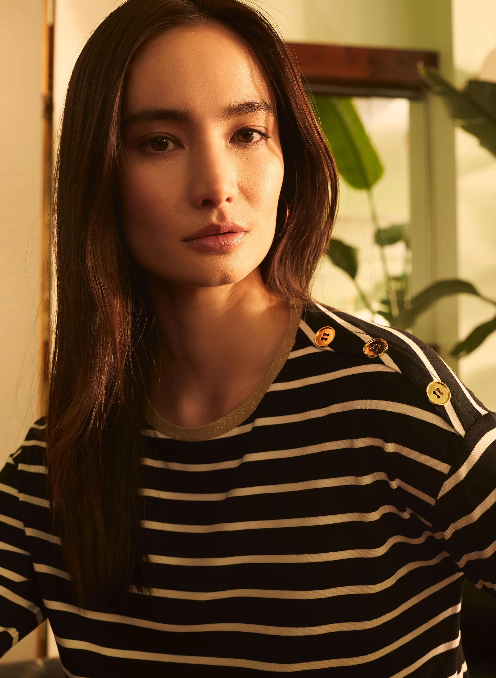 Stripe Print 3/4 Sleeve Tee - Image 3