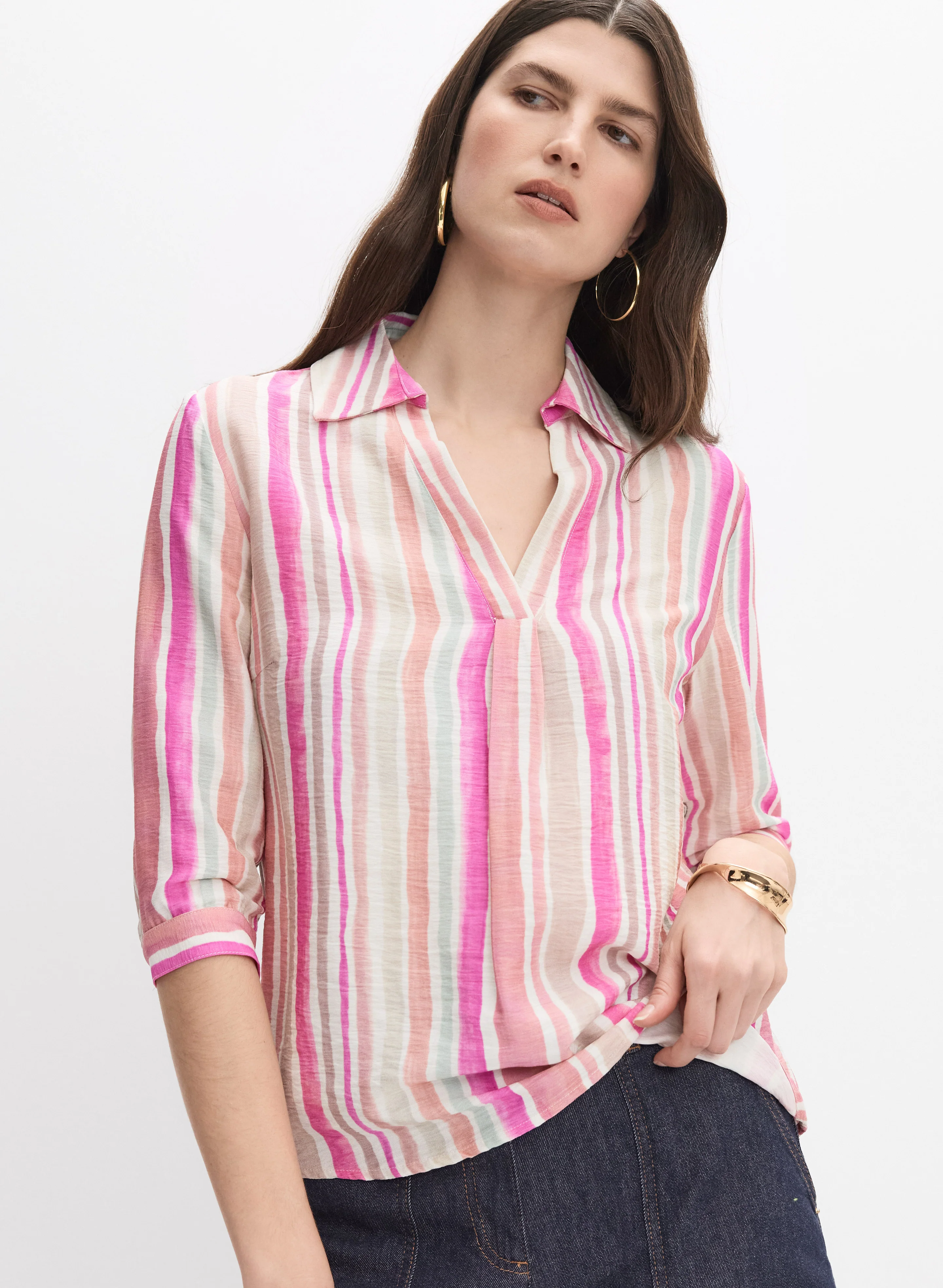 Stripe Print Blouse - Image 5