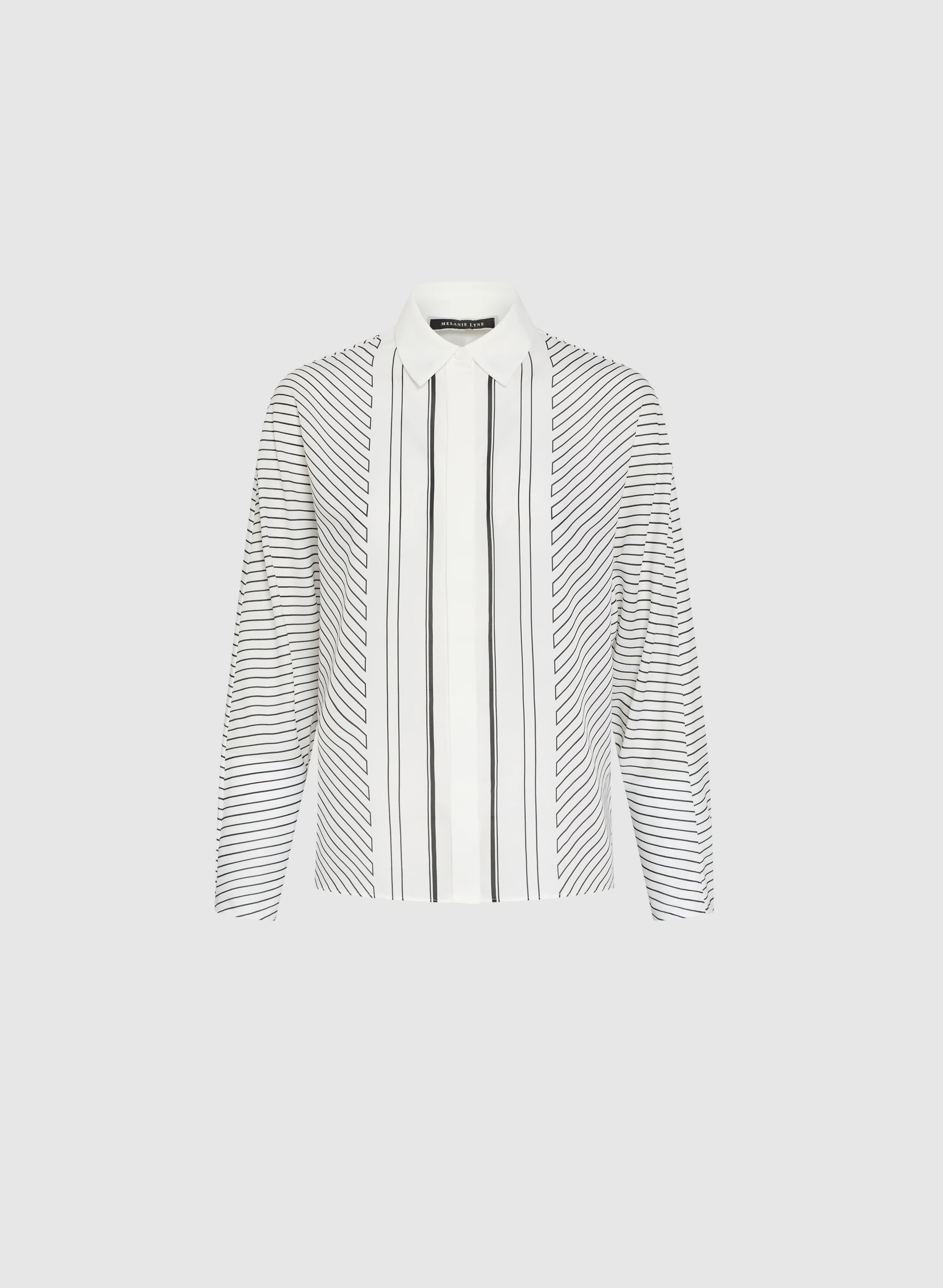 Stripe Print Button-Up Blouse - Image 6