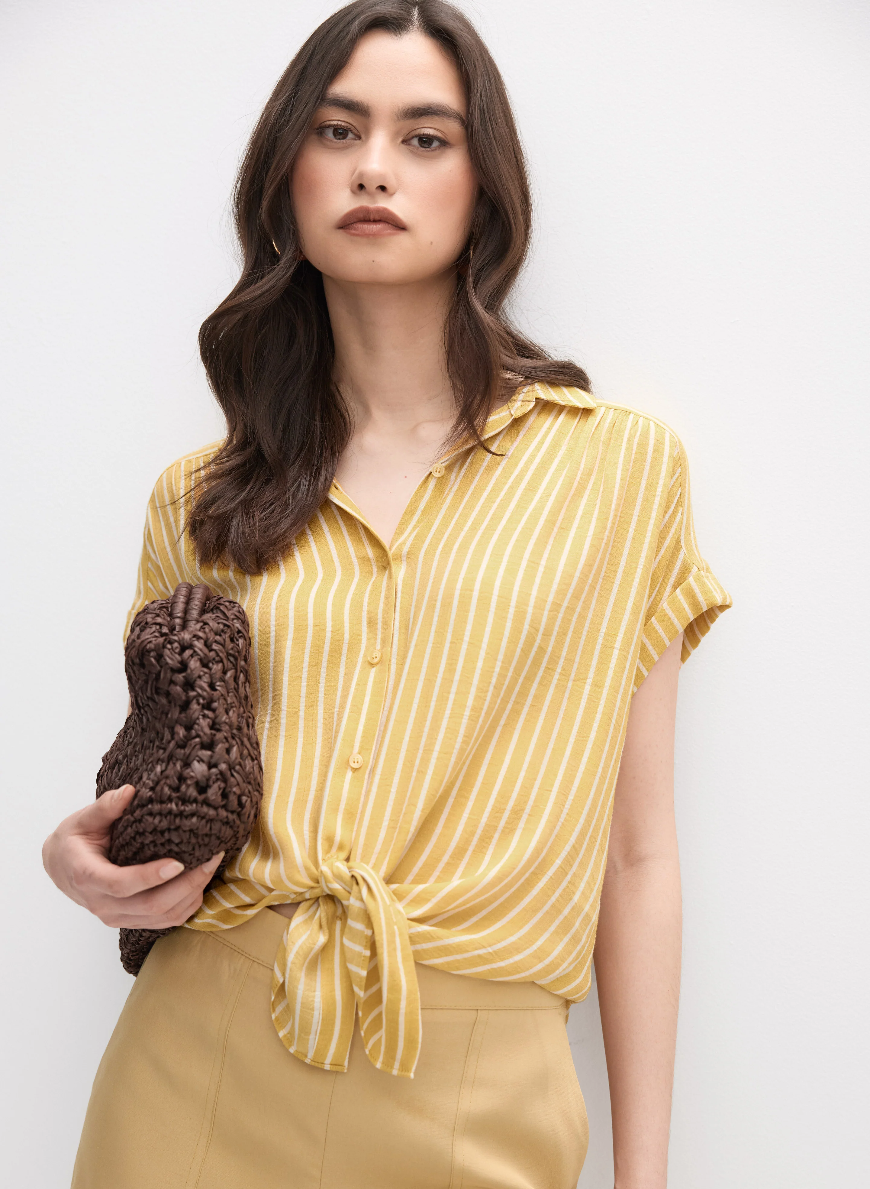 Striped Button-Down Blouse