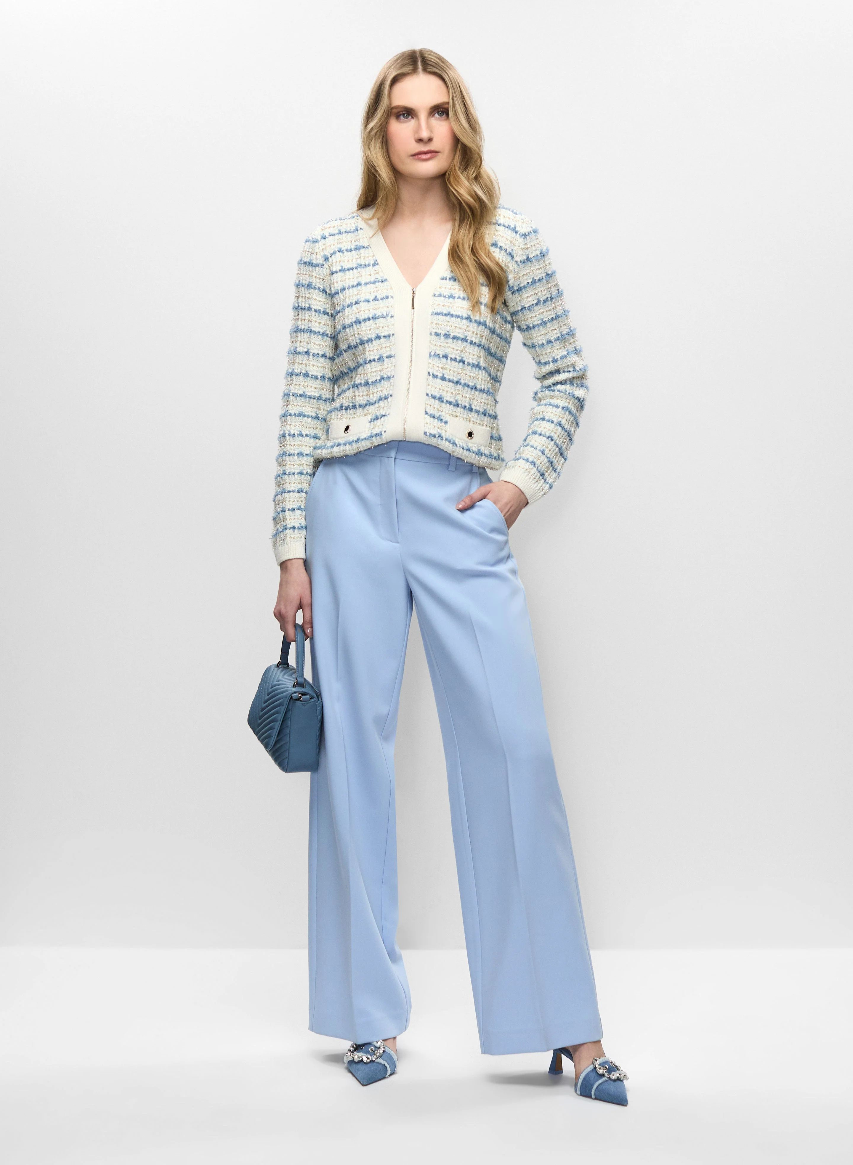 Striped Cardigan & Wide Leg Pants